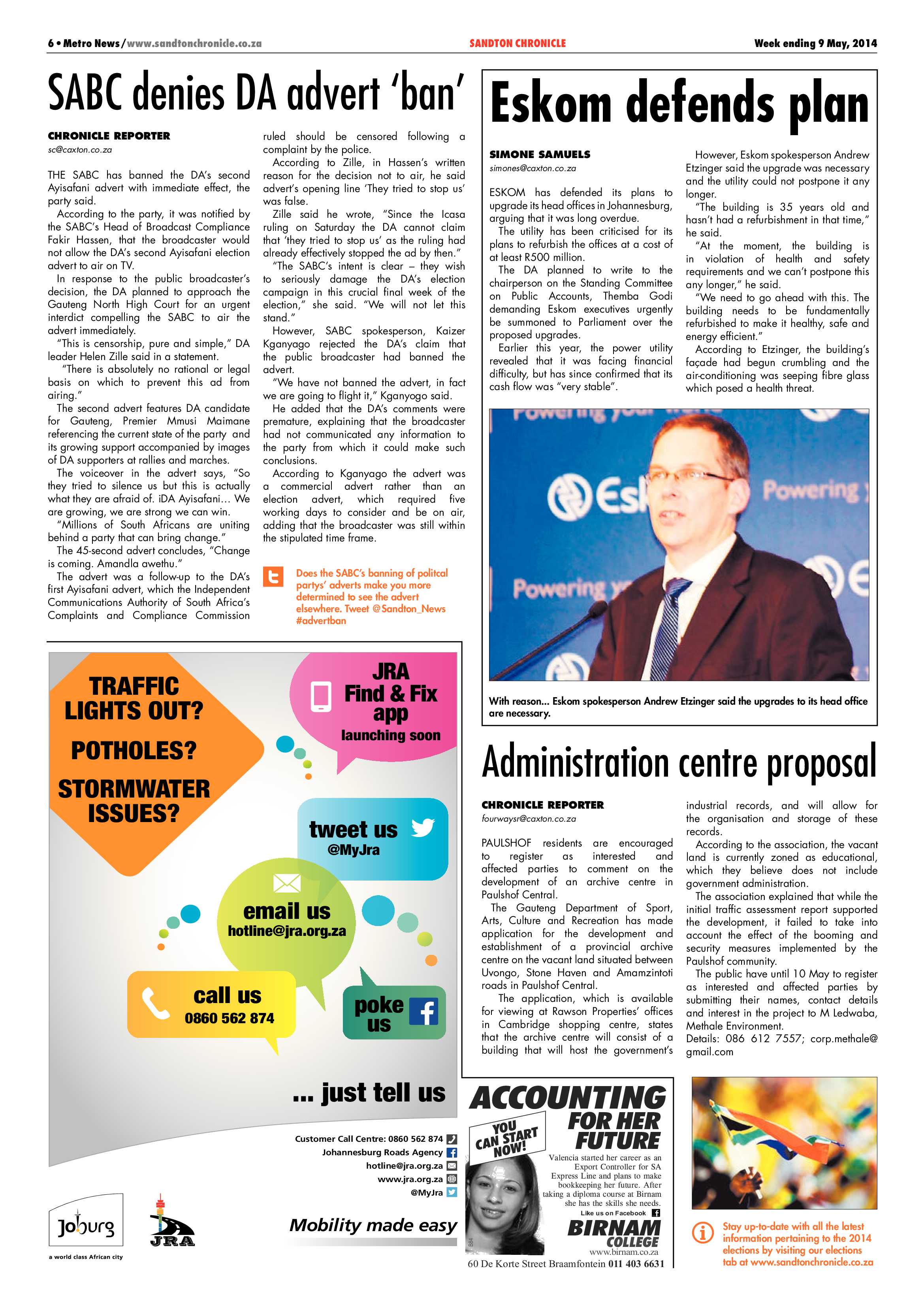 Sandton Chronicle 09 May 2014 page 6