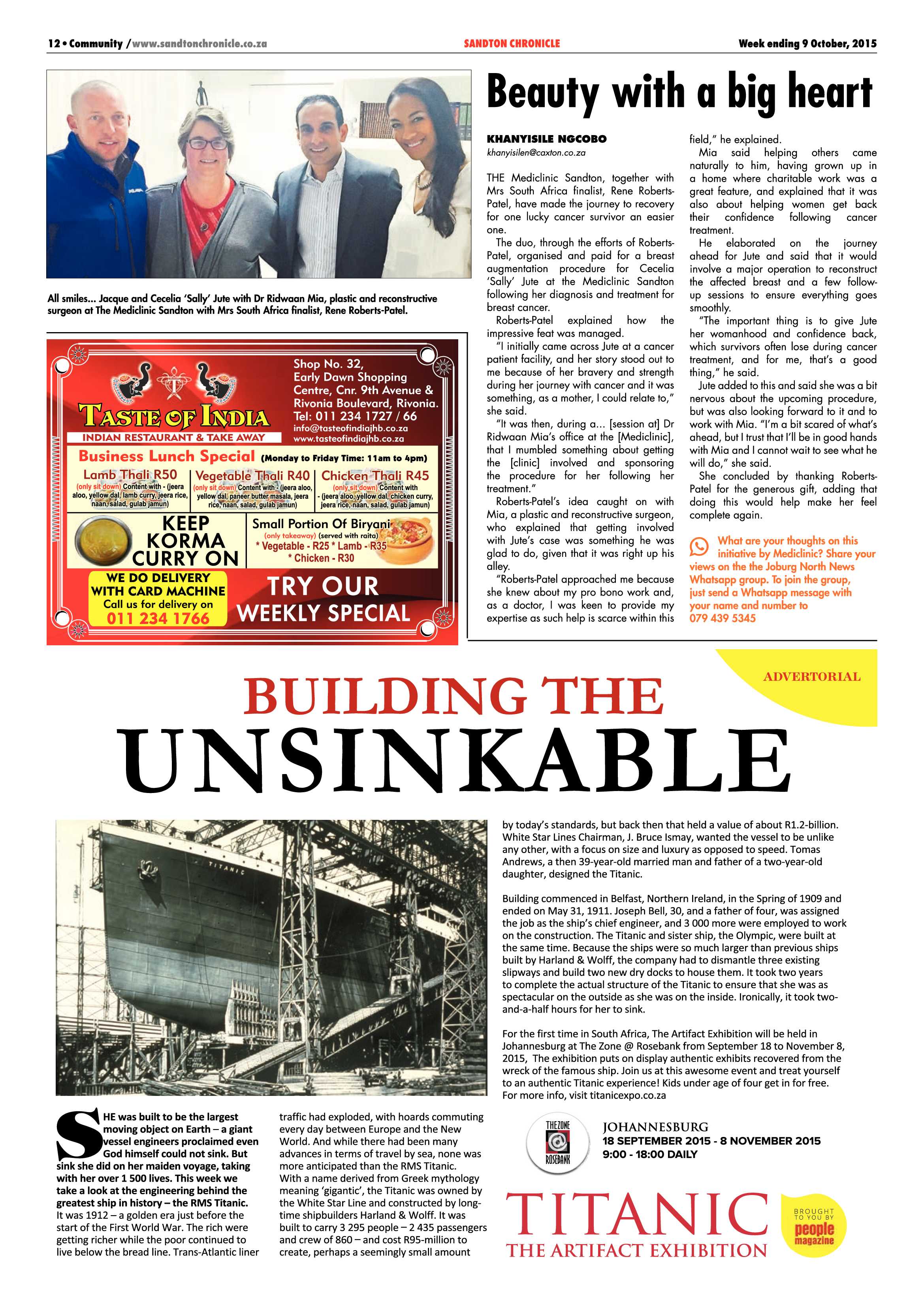 Sandton Chronicle 09 October 2015 page 12