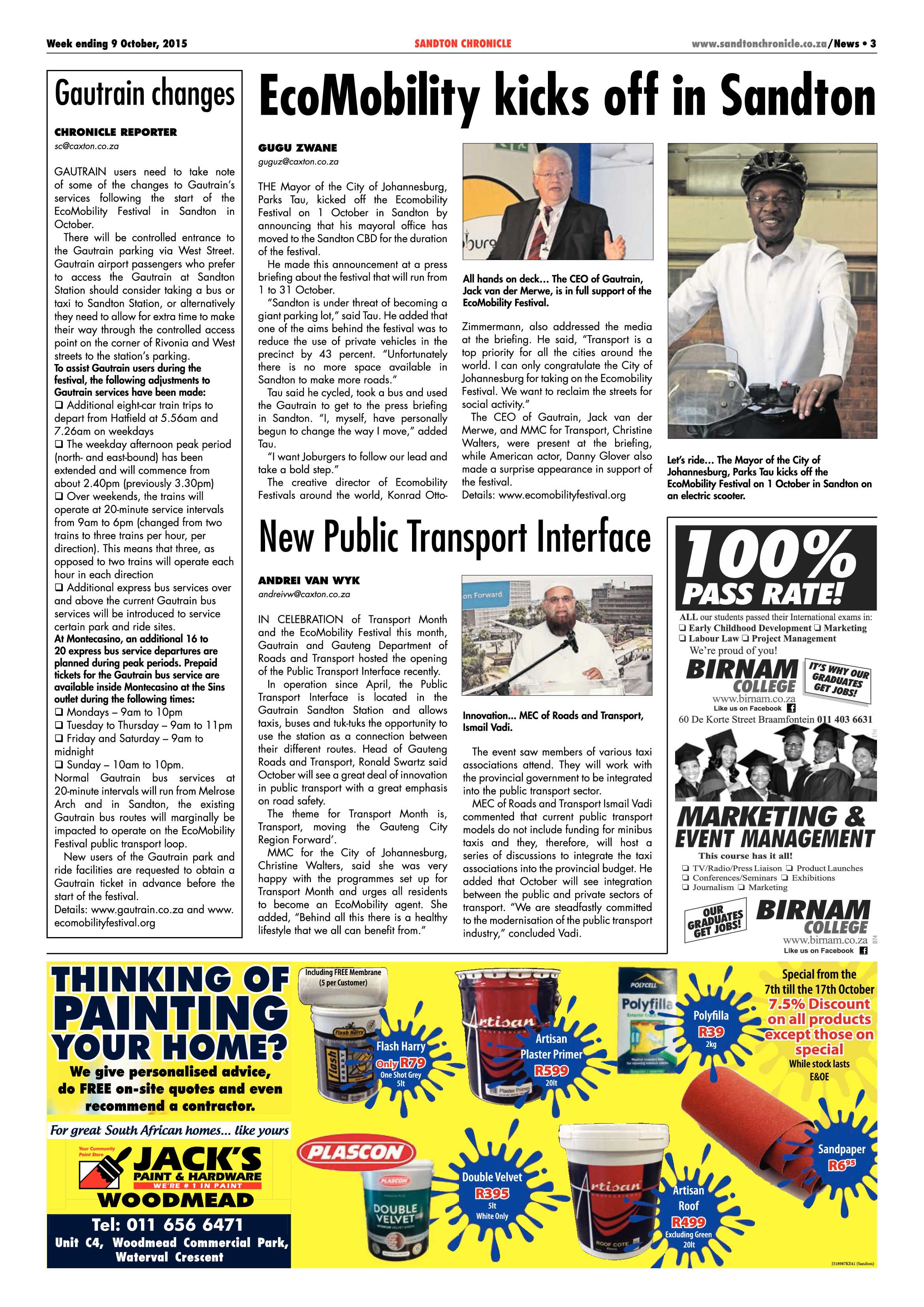 Sandton Chronicle 09 October 2015 page 3