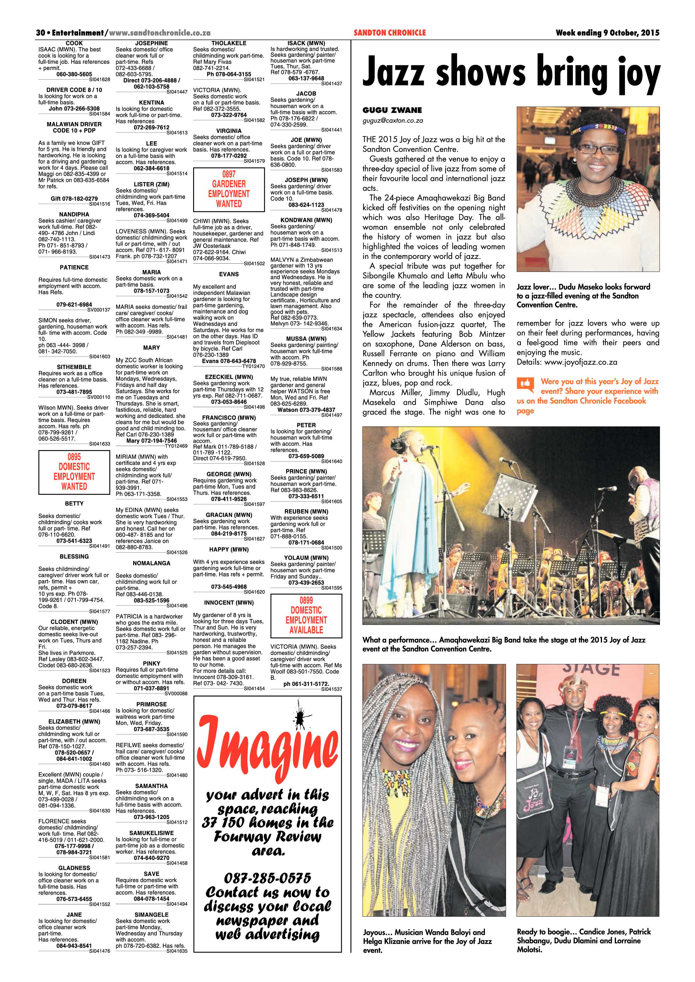 Sandton Chronicle 09 October 2015 page 30