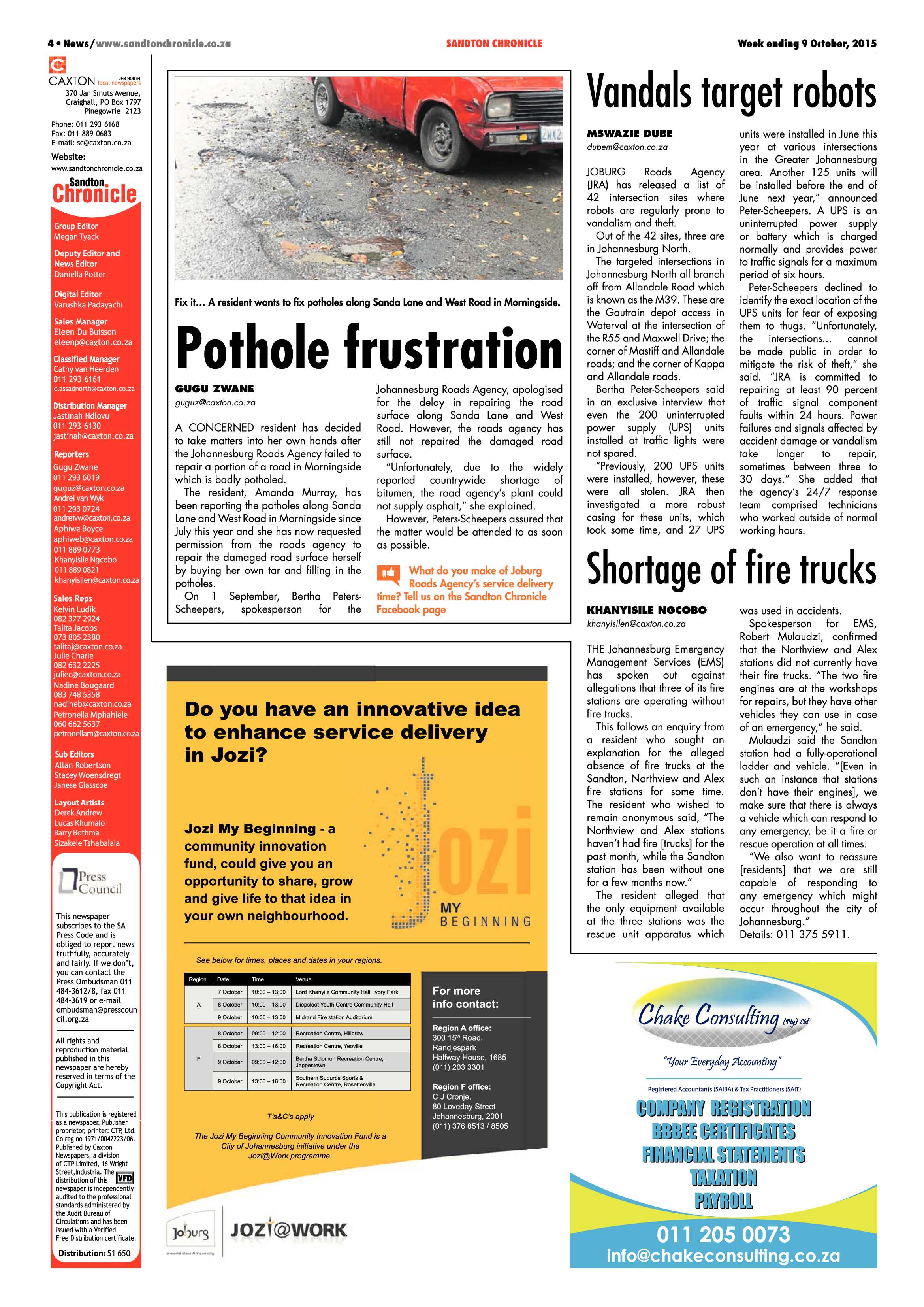 Sandton Chronicle 09 October 2015 page 4