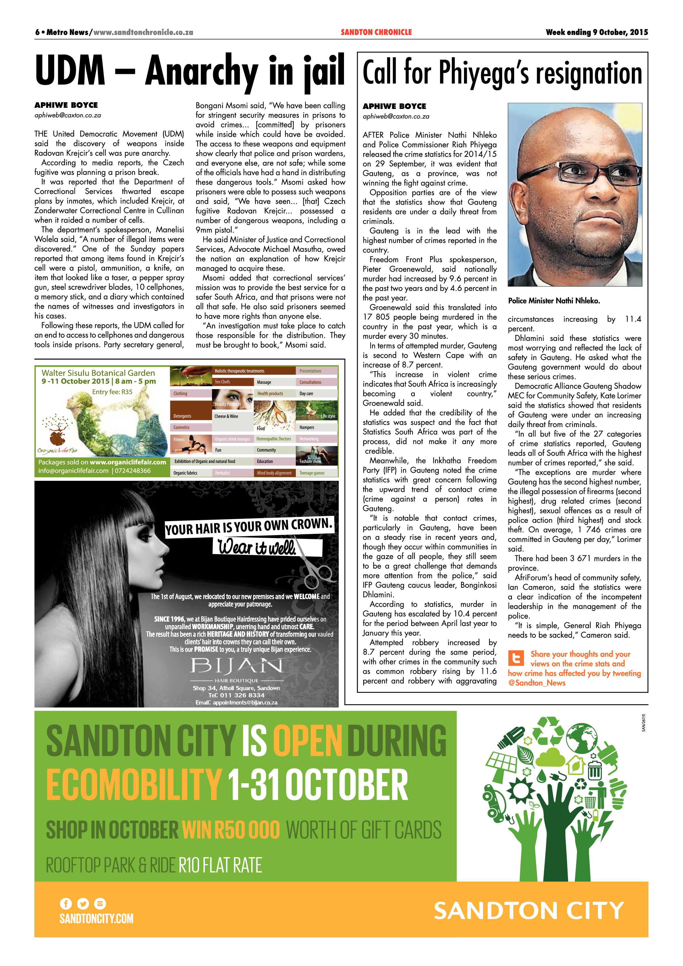 Sandton Chronicle 09 October 2015 page 6