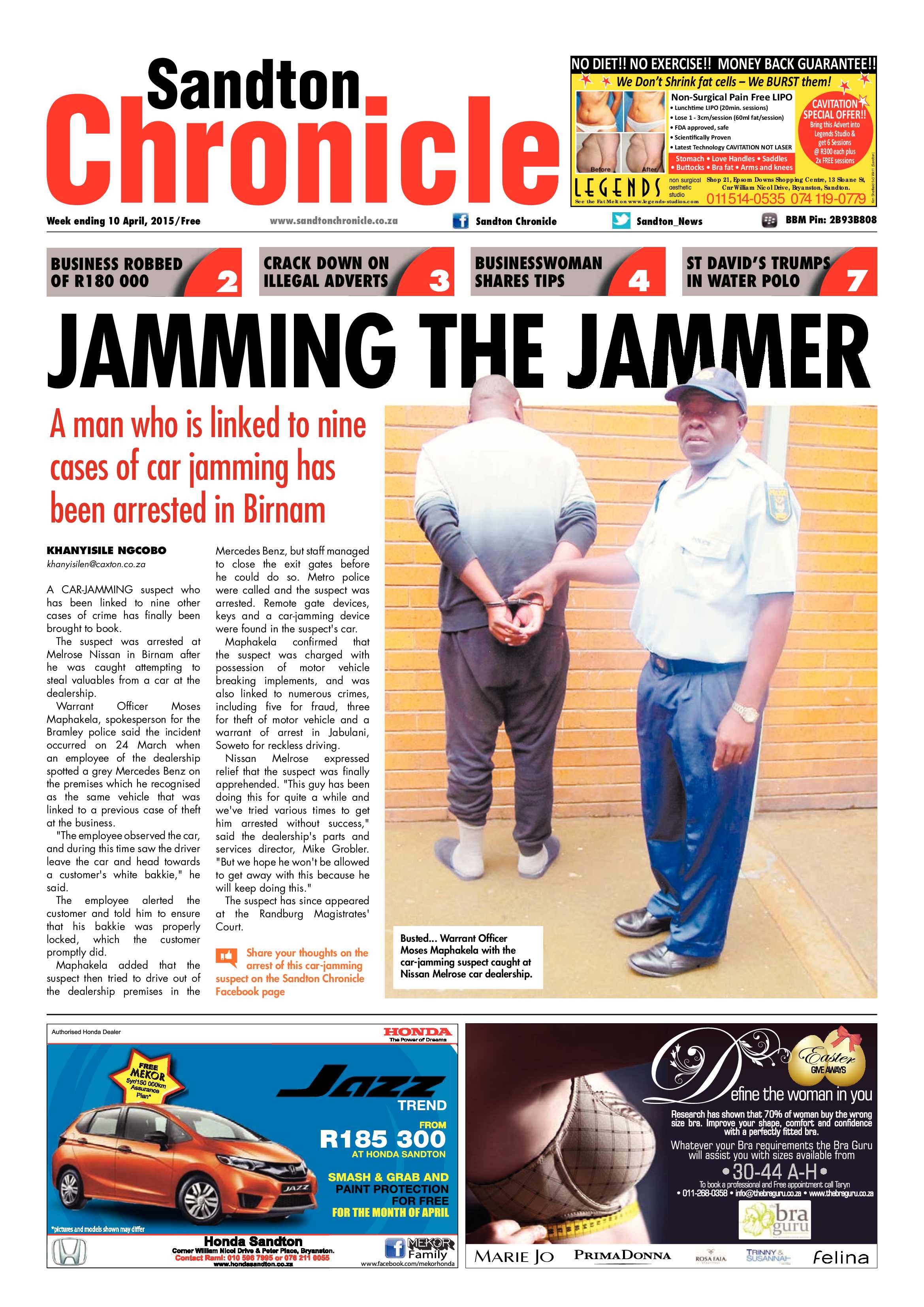 Sandton Chronicle 10 April 2015 page 1