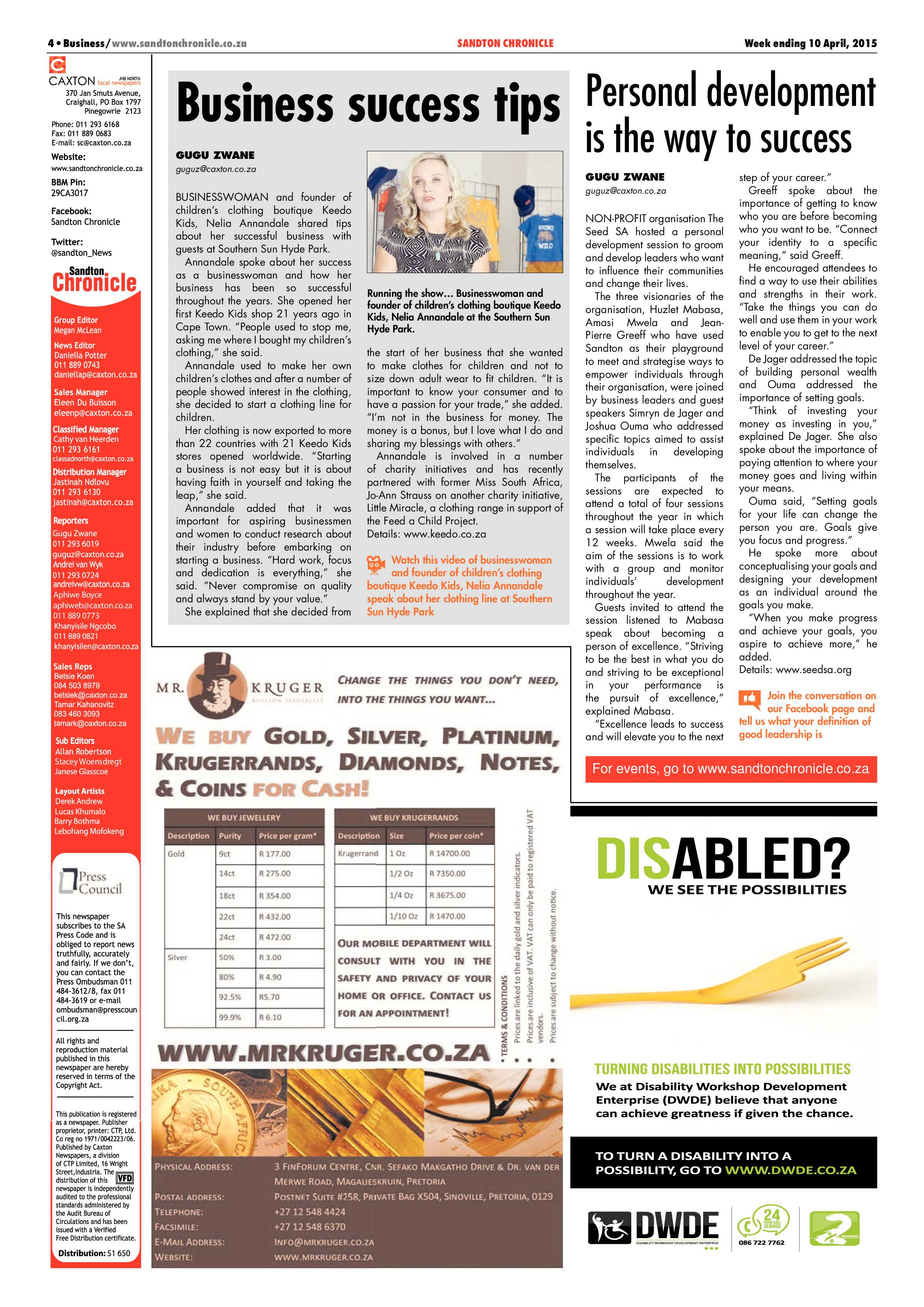Sandton Chronicle 10 April 2015 page 4
