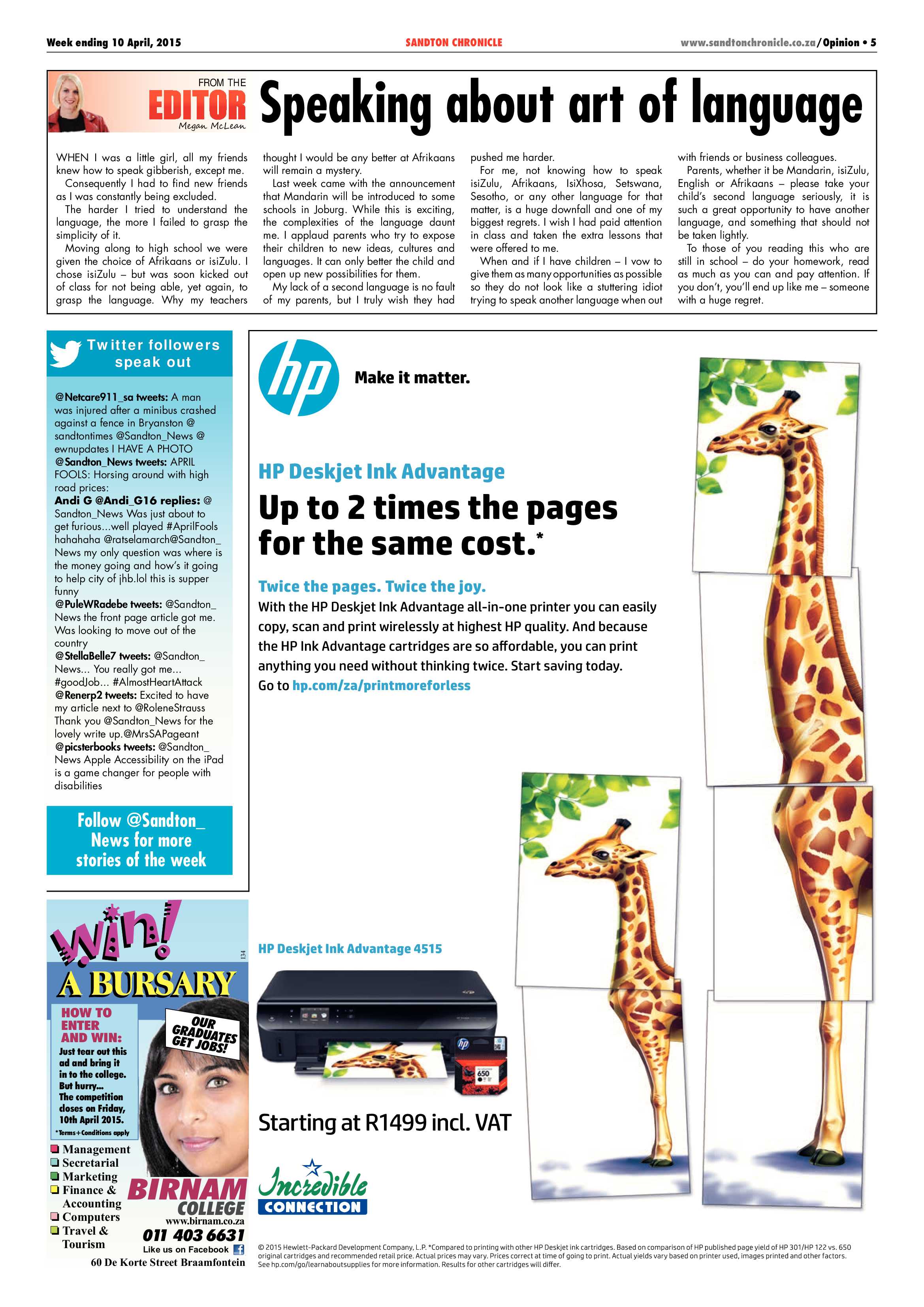 Sandton Chronicle 10 April 2015 page 5