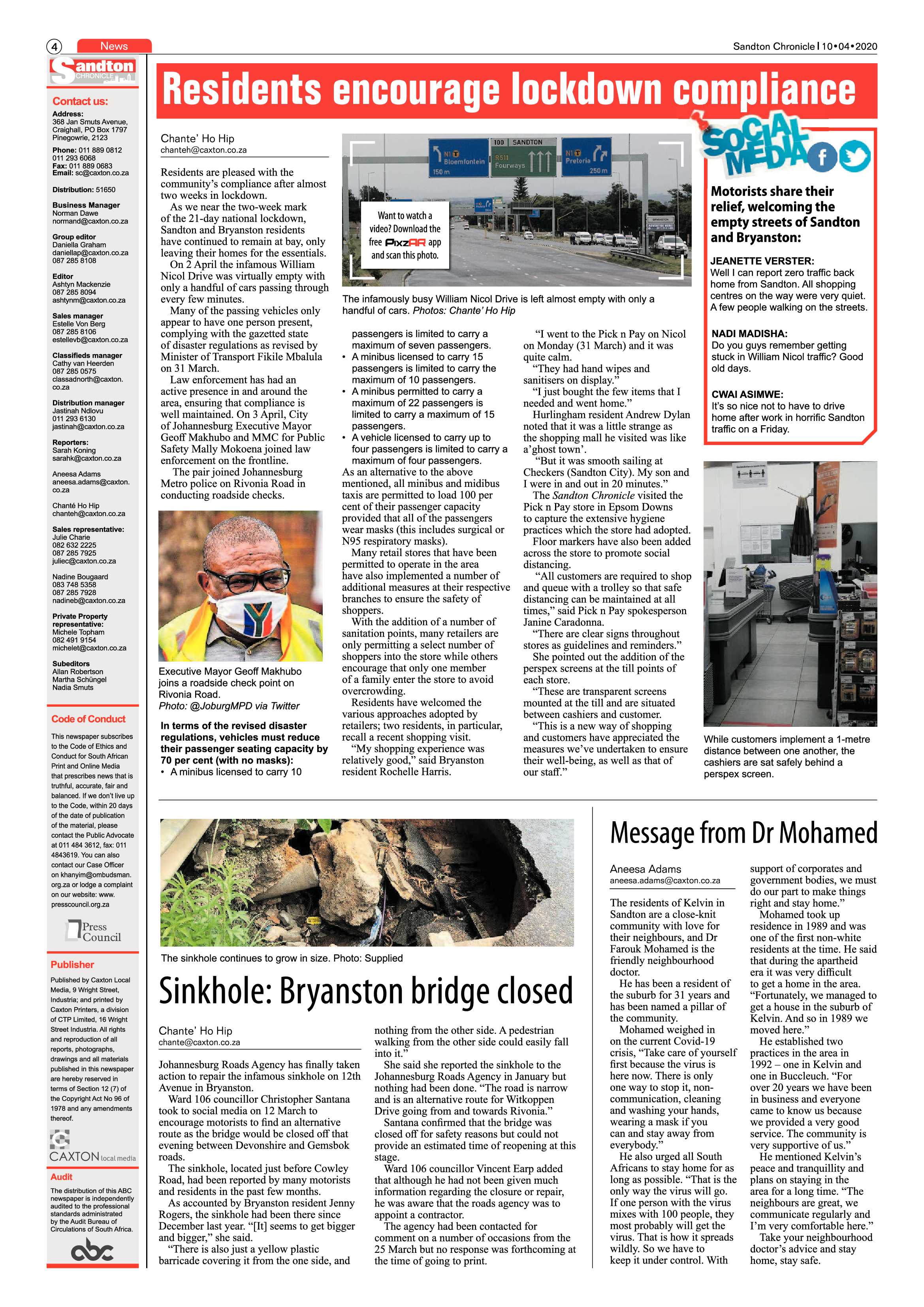 Sandton Chronicle 10 April 2020 page 4