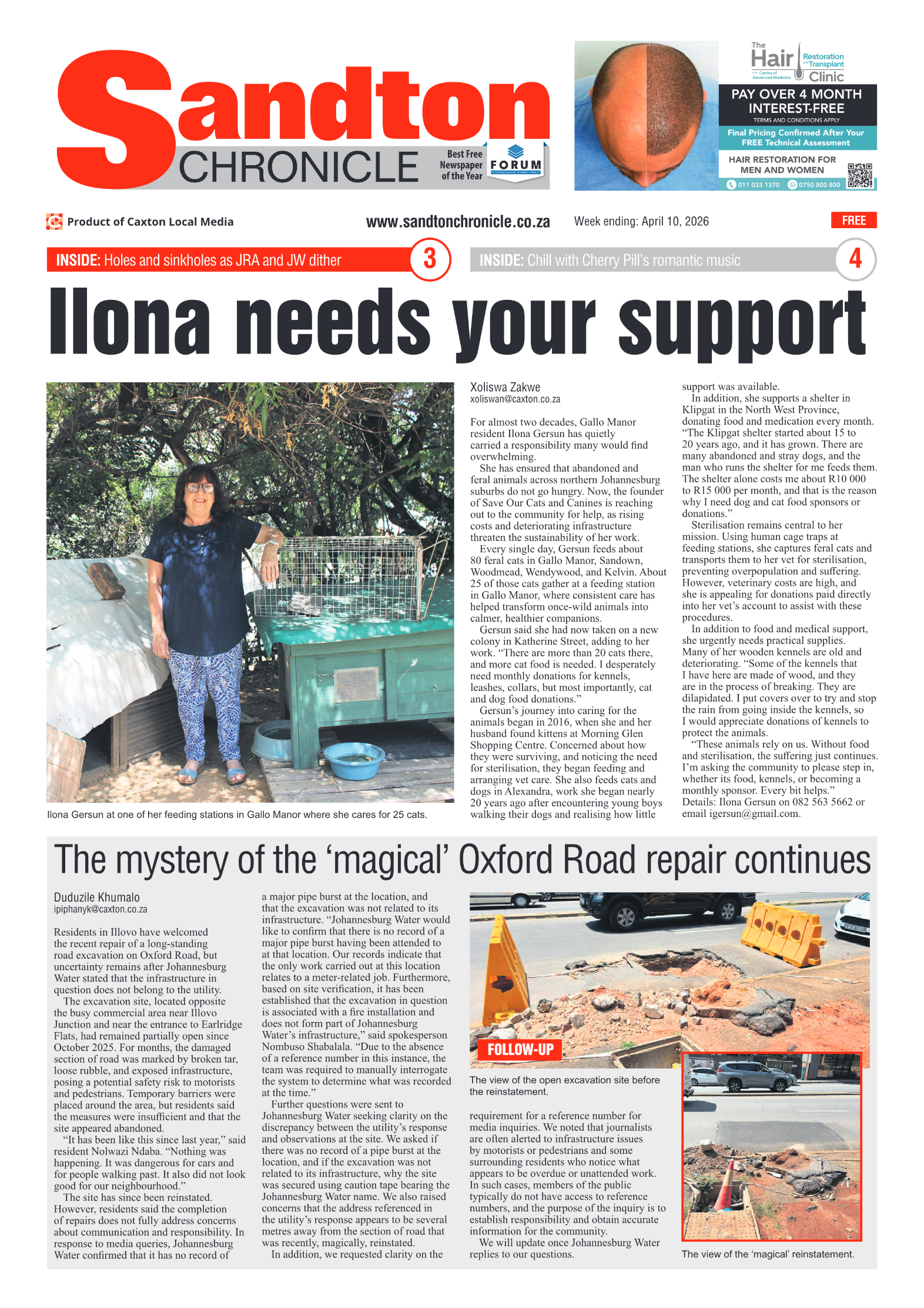 Sandton Chronicle 10 April 2026 page 1