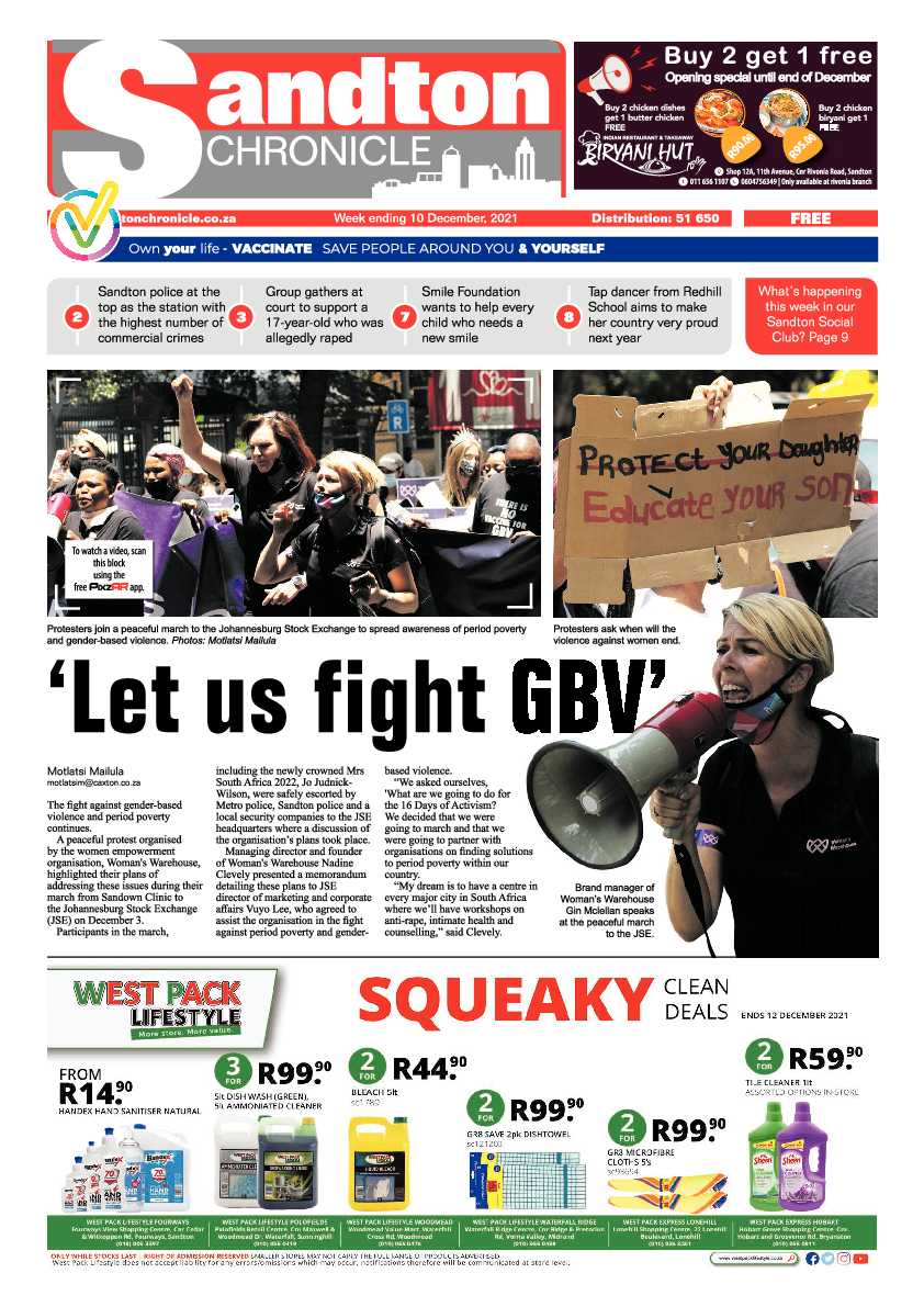 Sandton Chronicle 10 December 2021 page 1