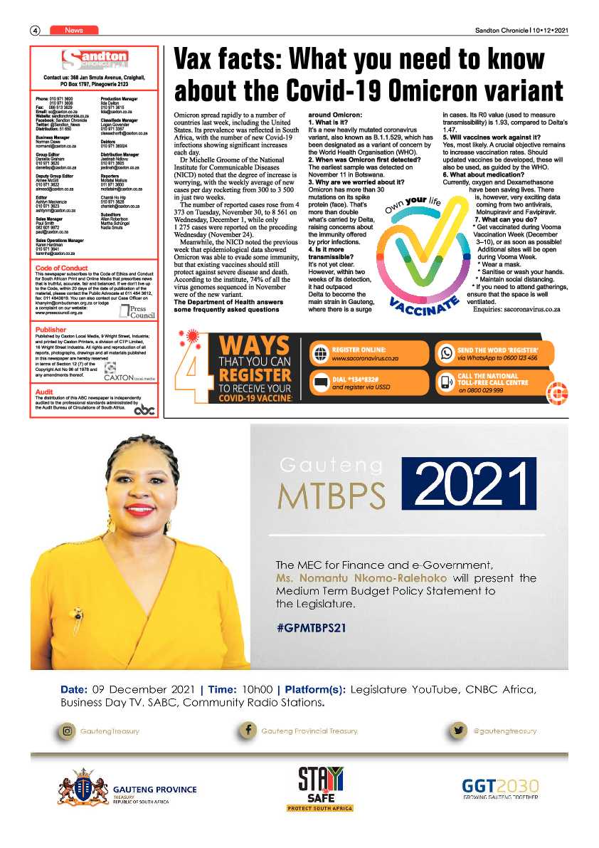Sandton Chronicle 10 December 2021 page 4