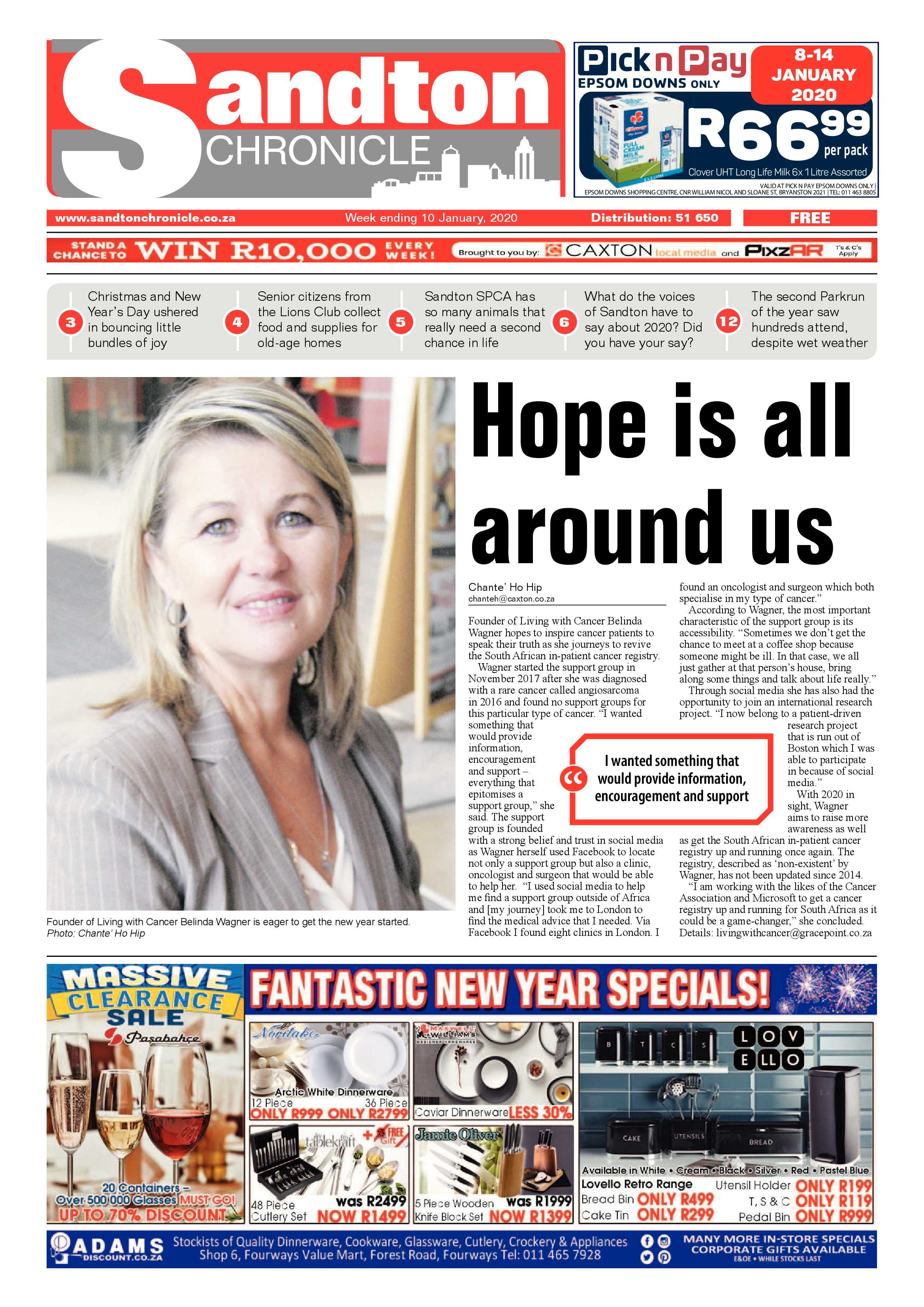 Sandton Chronicle 10 January 2020 page 1