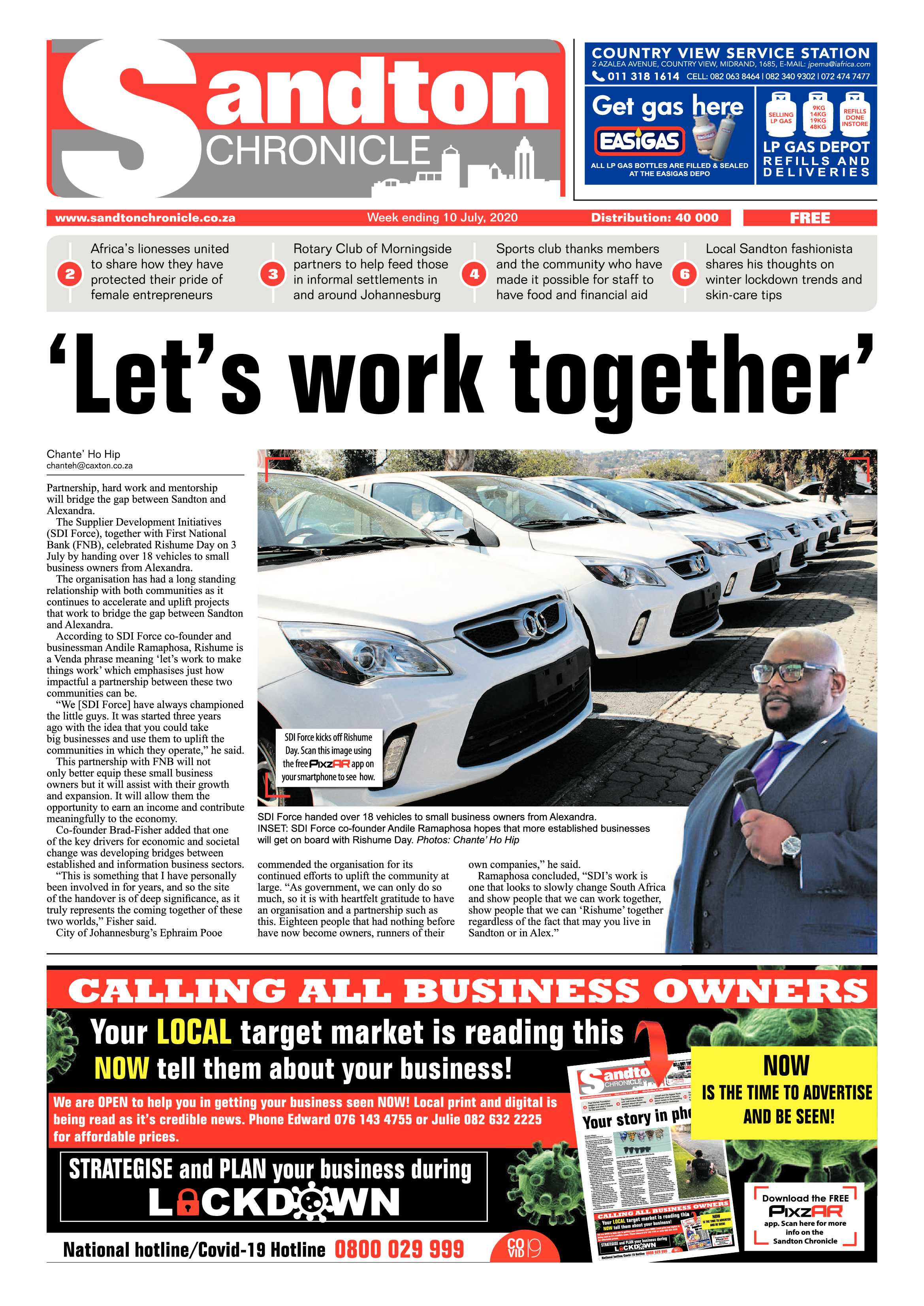 Sandton Chronicle 10 July 2020 page 1