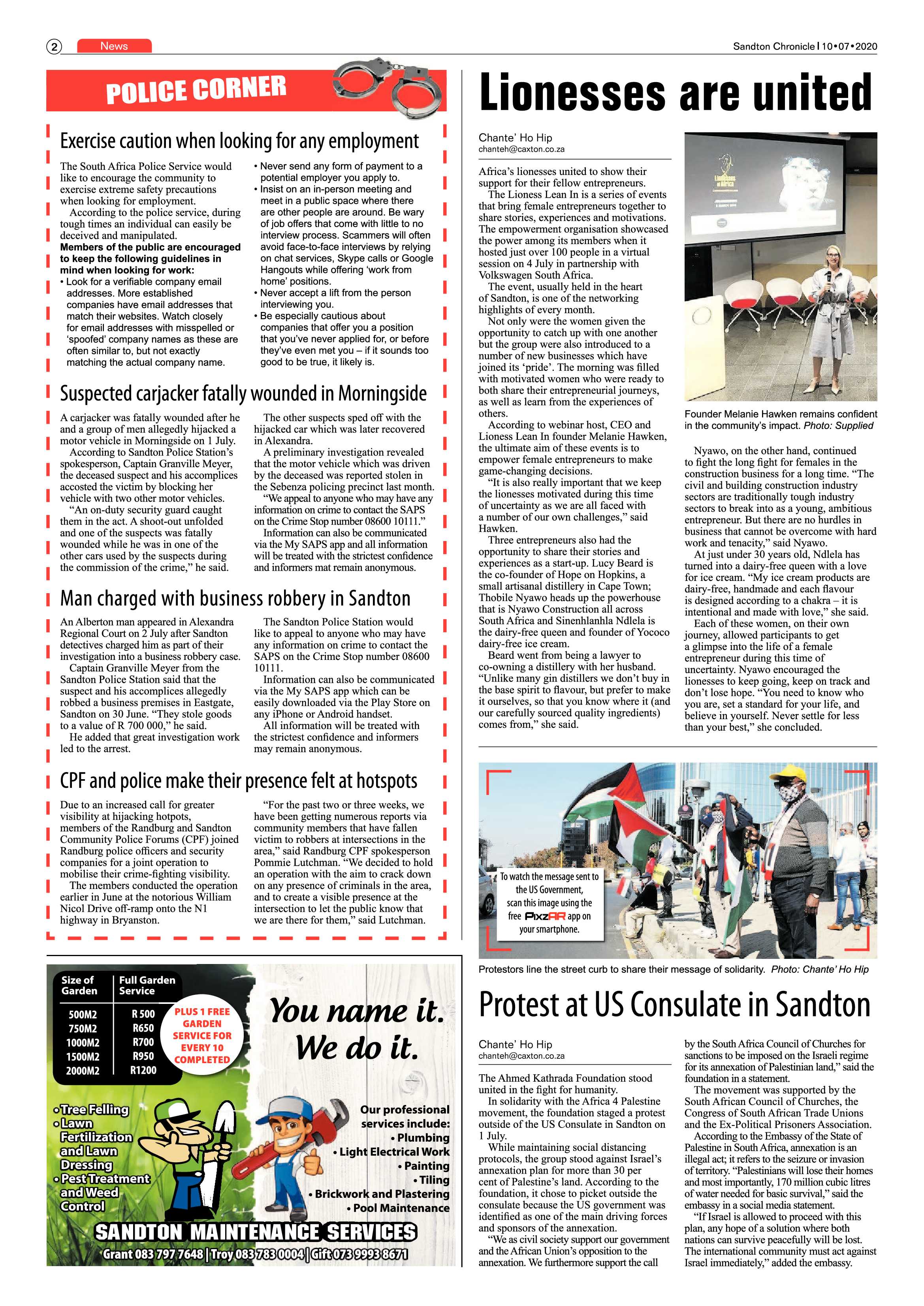 Sandton Chronicle 10 July 2020 page 2