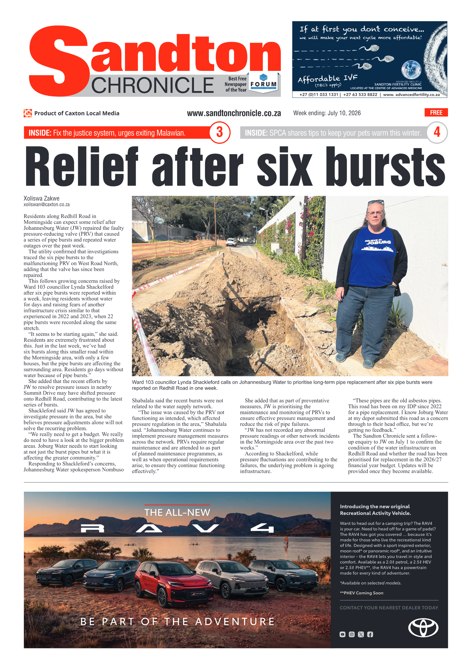 Sandton Chronicle 10 July 2026 page 1
