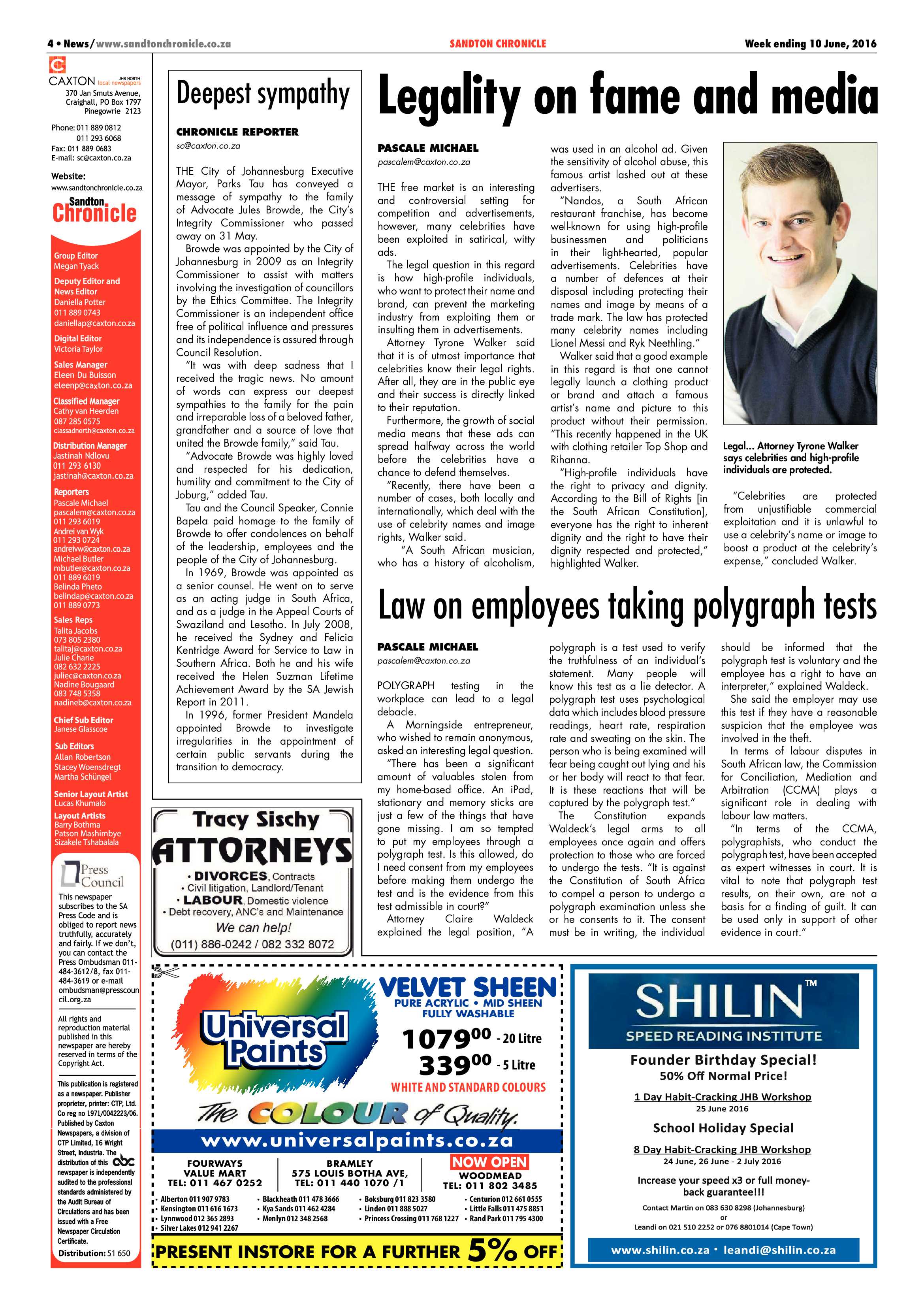 Sandton Chronicle 10 June 2016 page 4