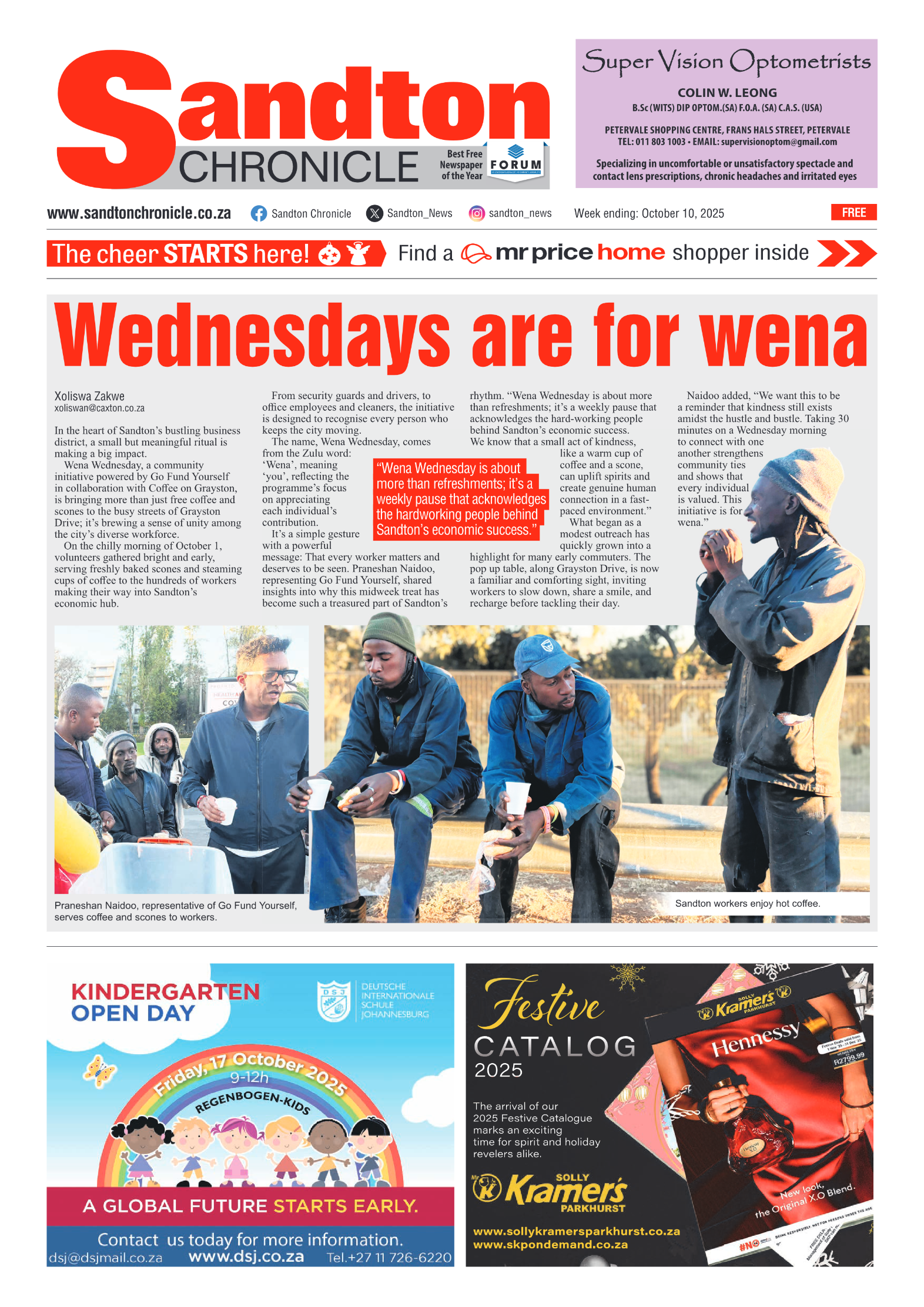 Sandton Chronicle 10 October 2025 page 1