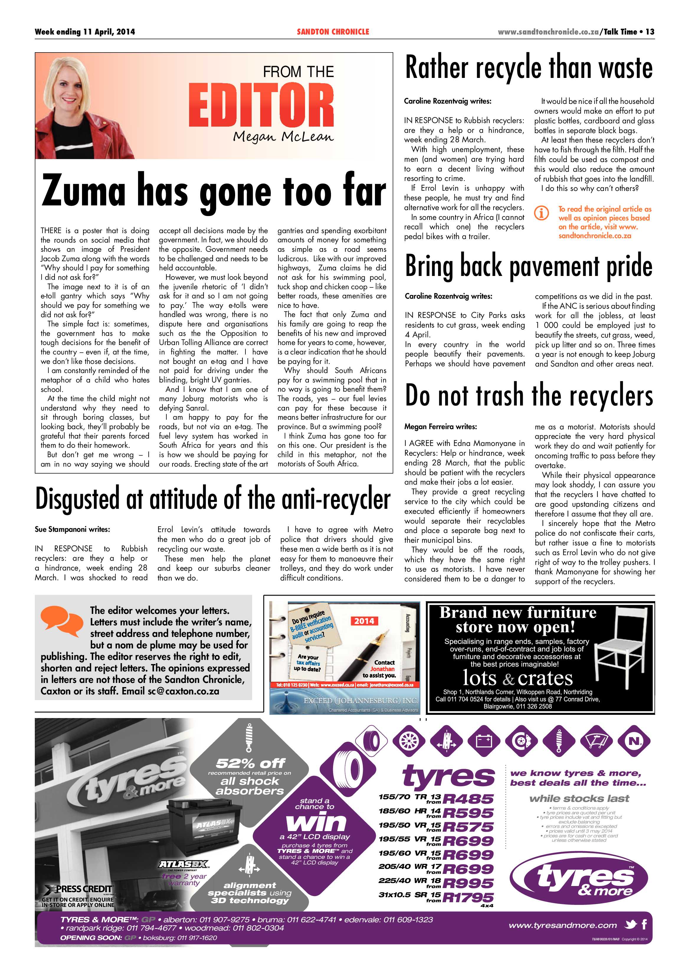 Sandton Chronicle 11 April 2014 page 13