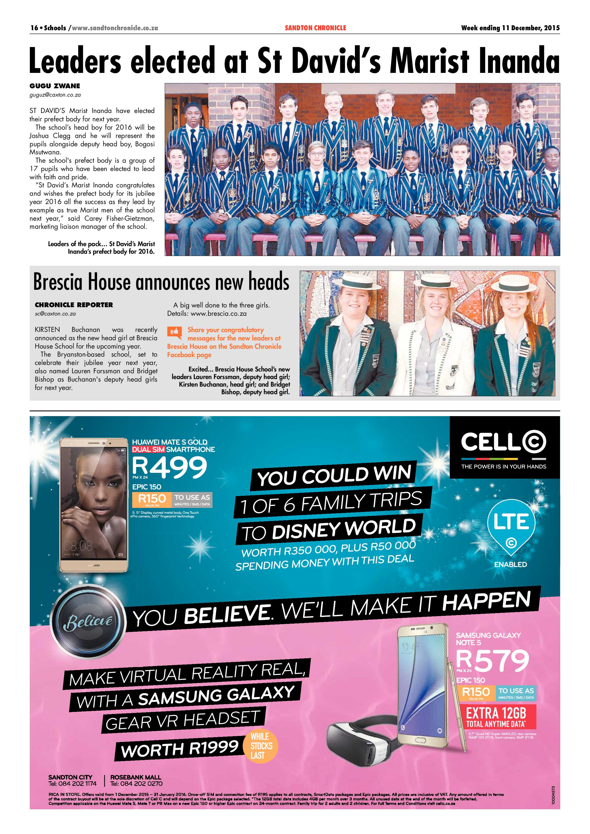 Sandton Chronicle 11 December 2015 page 16