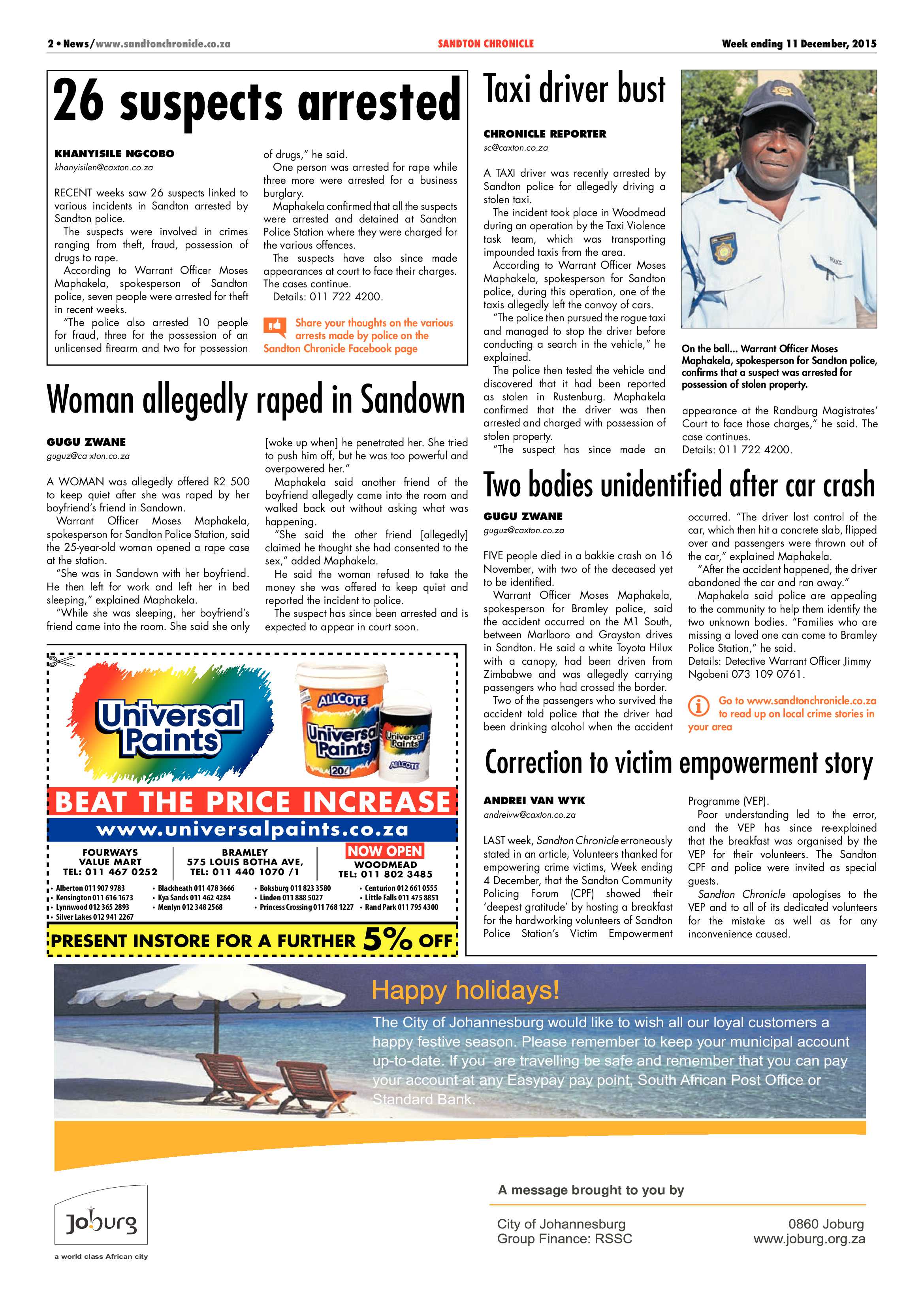 Sandton Chronicle 11 December 2015 page 2
