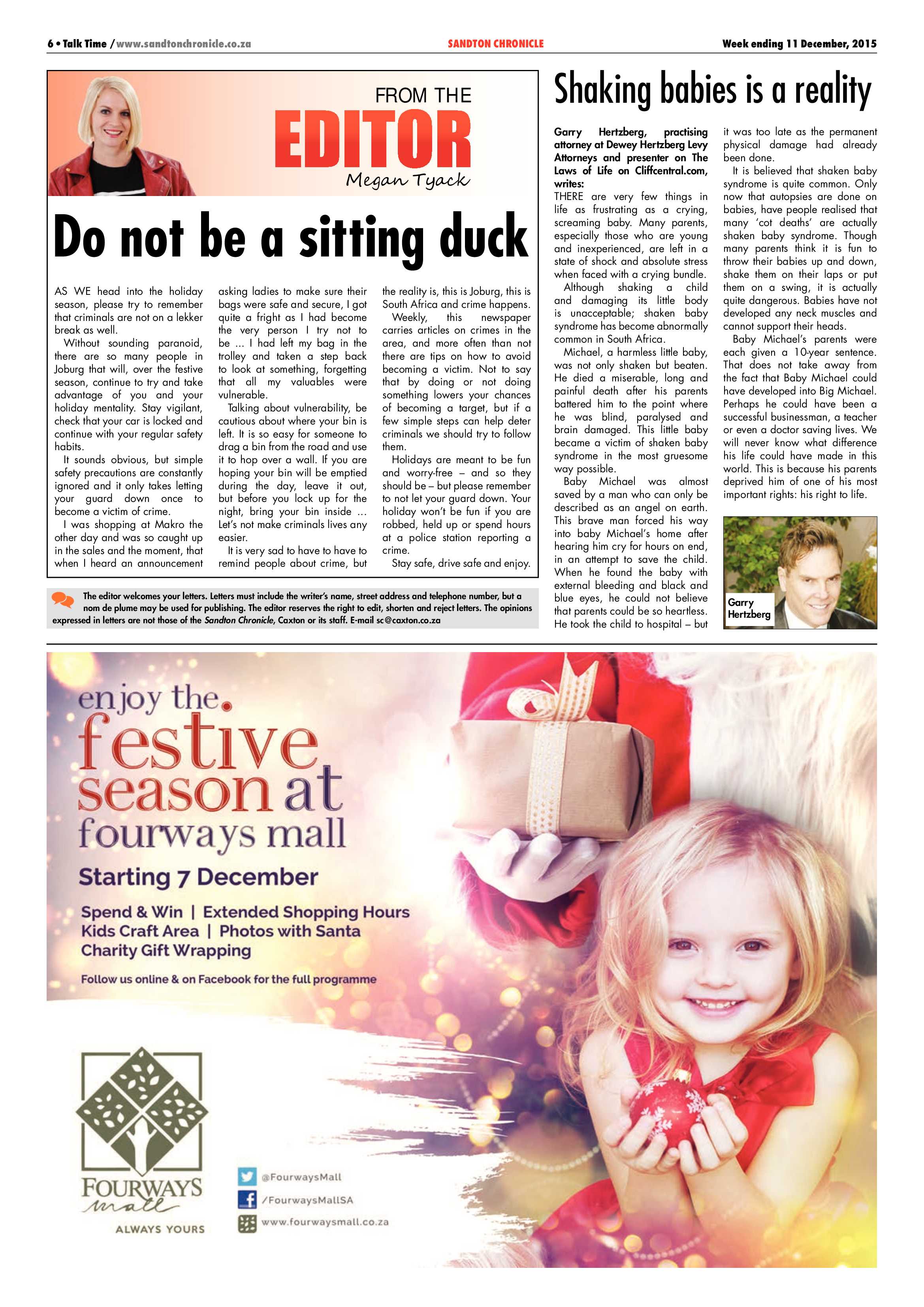 Sandton Chronicle 11 December 2015 page 6