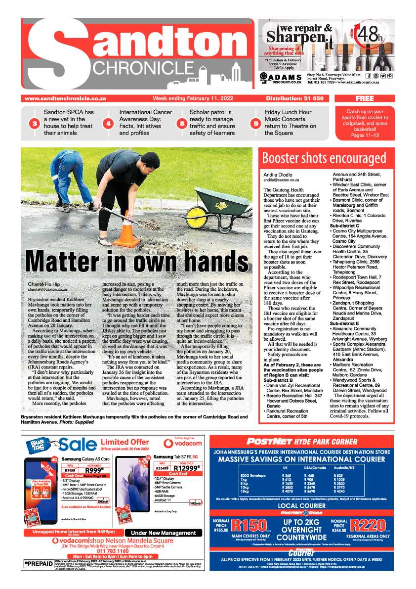 Sandton Chronicle 11 February 2022 page 1