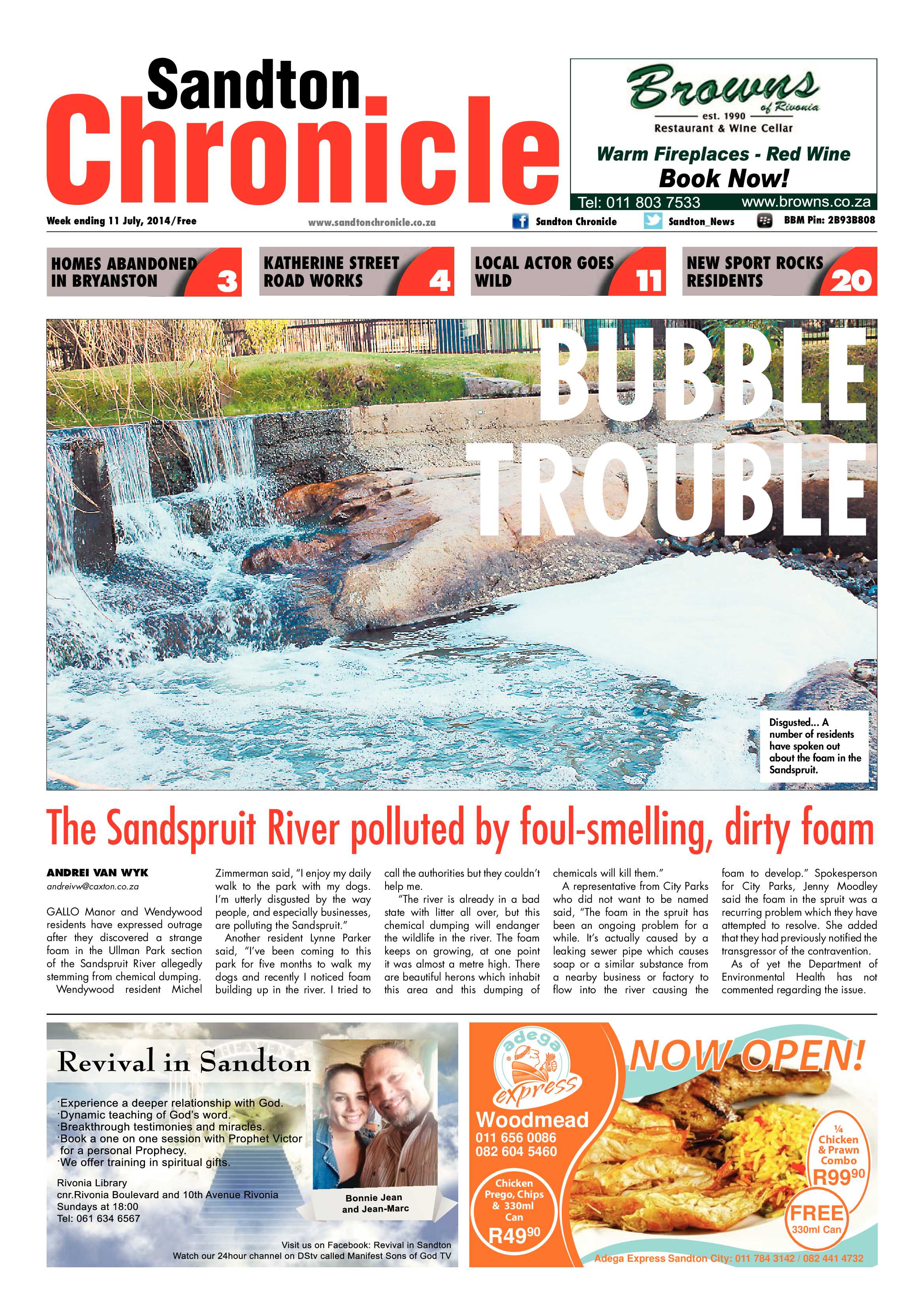 Sandton Chronicle 11 July 2014 page 1
