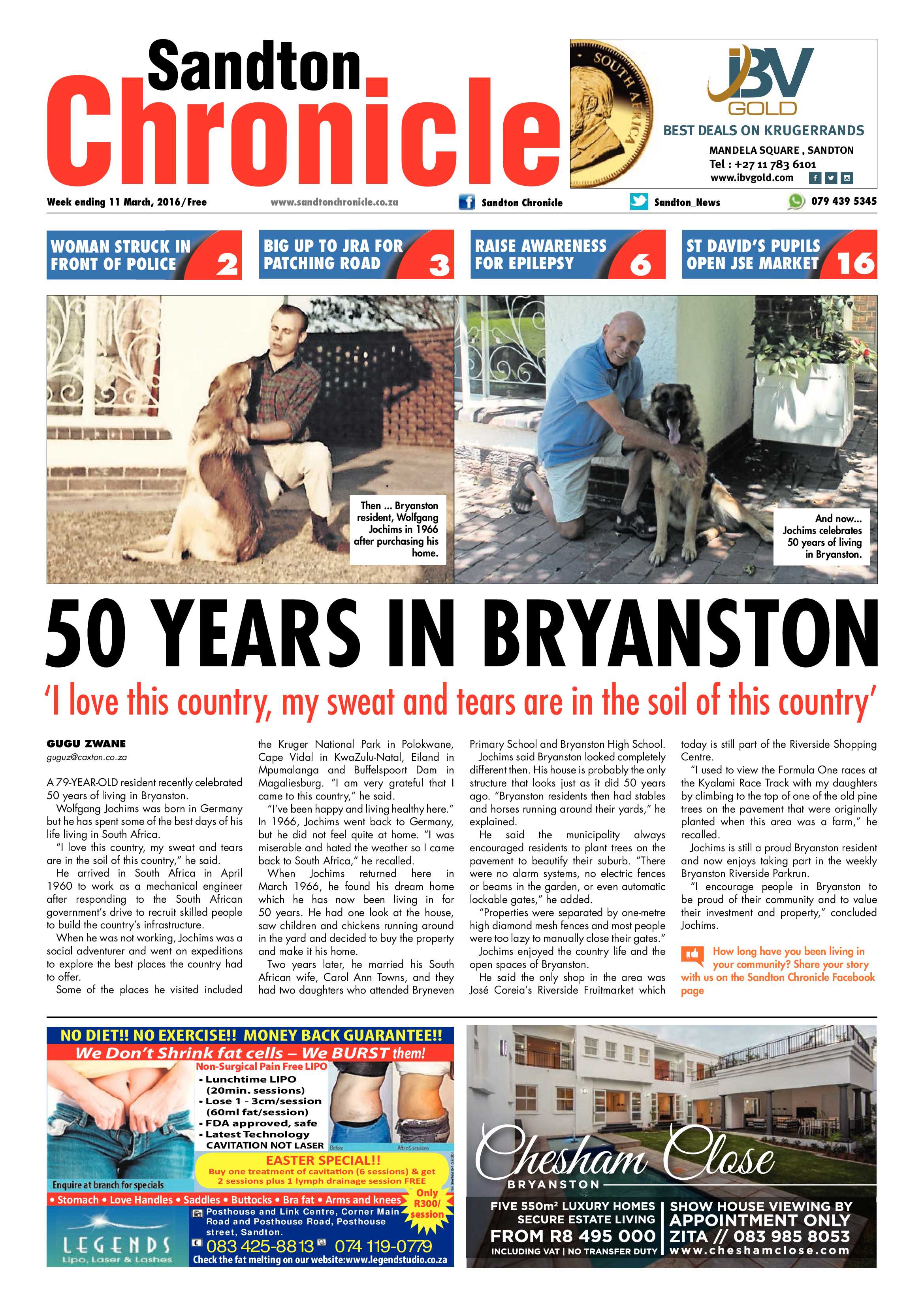 Sandton Chronicle 11 March 2016 page 1