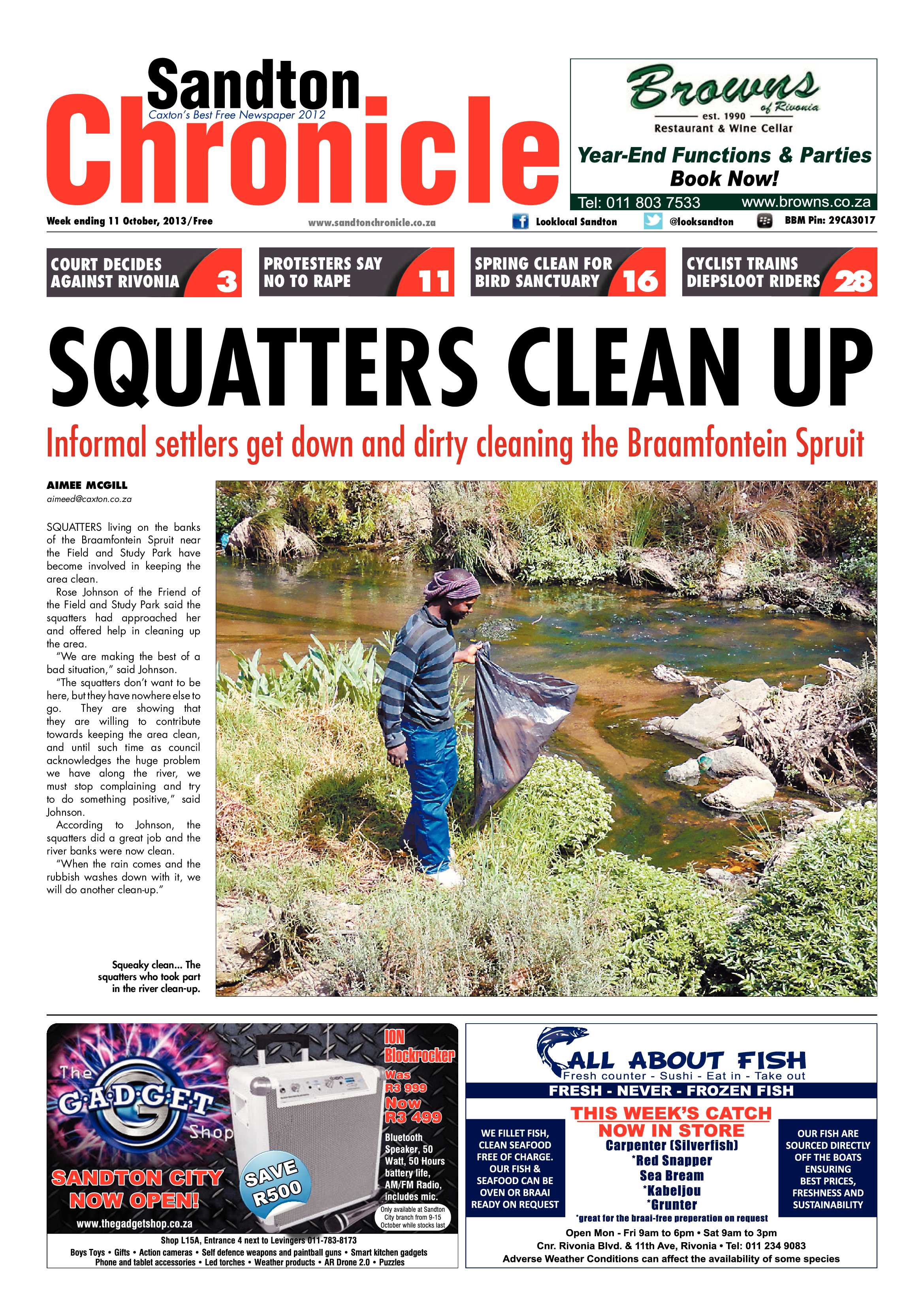 Sandton Chronicle 11 October 2013 page 1