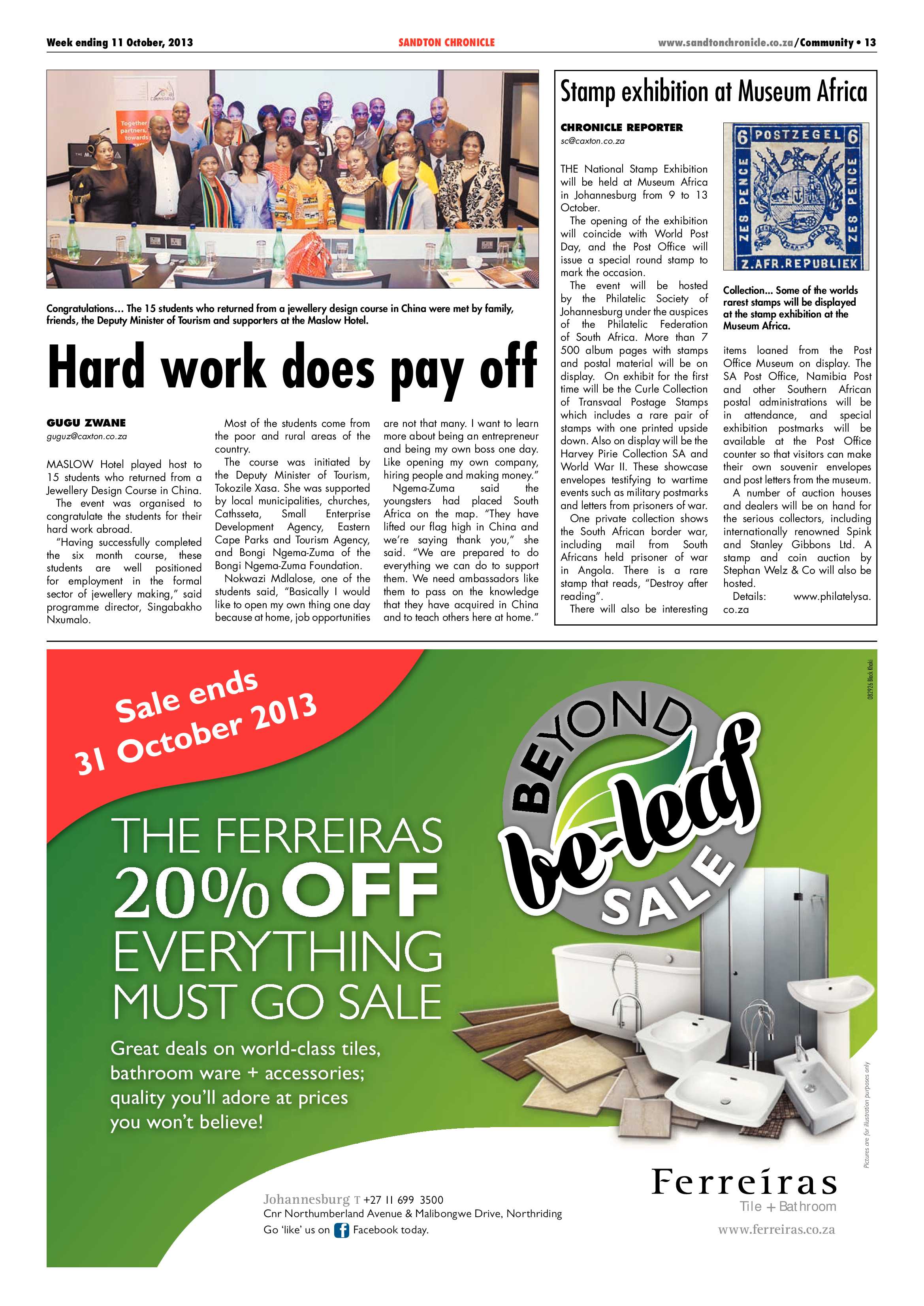 Sandton Chronicle 11 October 2013 page 13