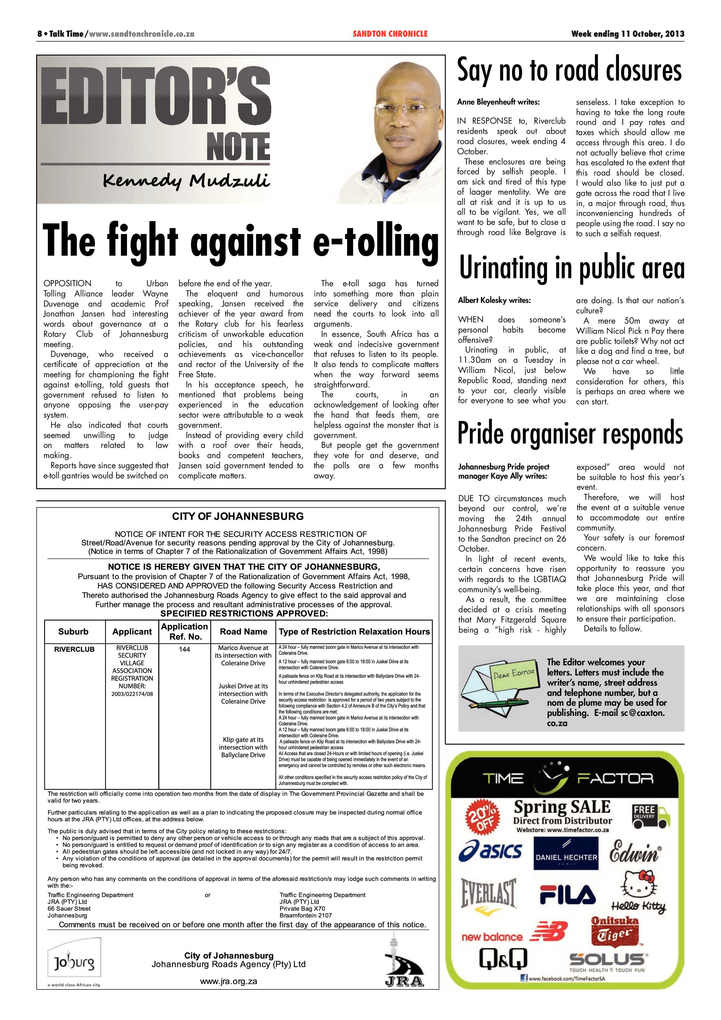 Sandton Chronicle 11 October 2013 page 8
