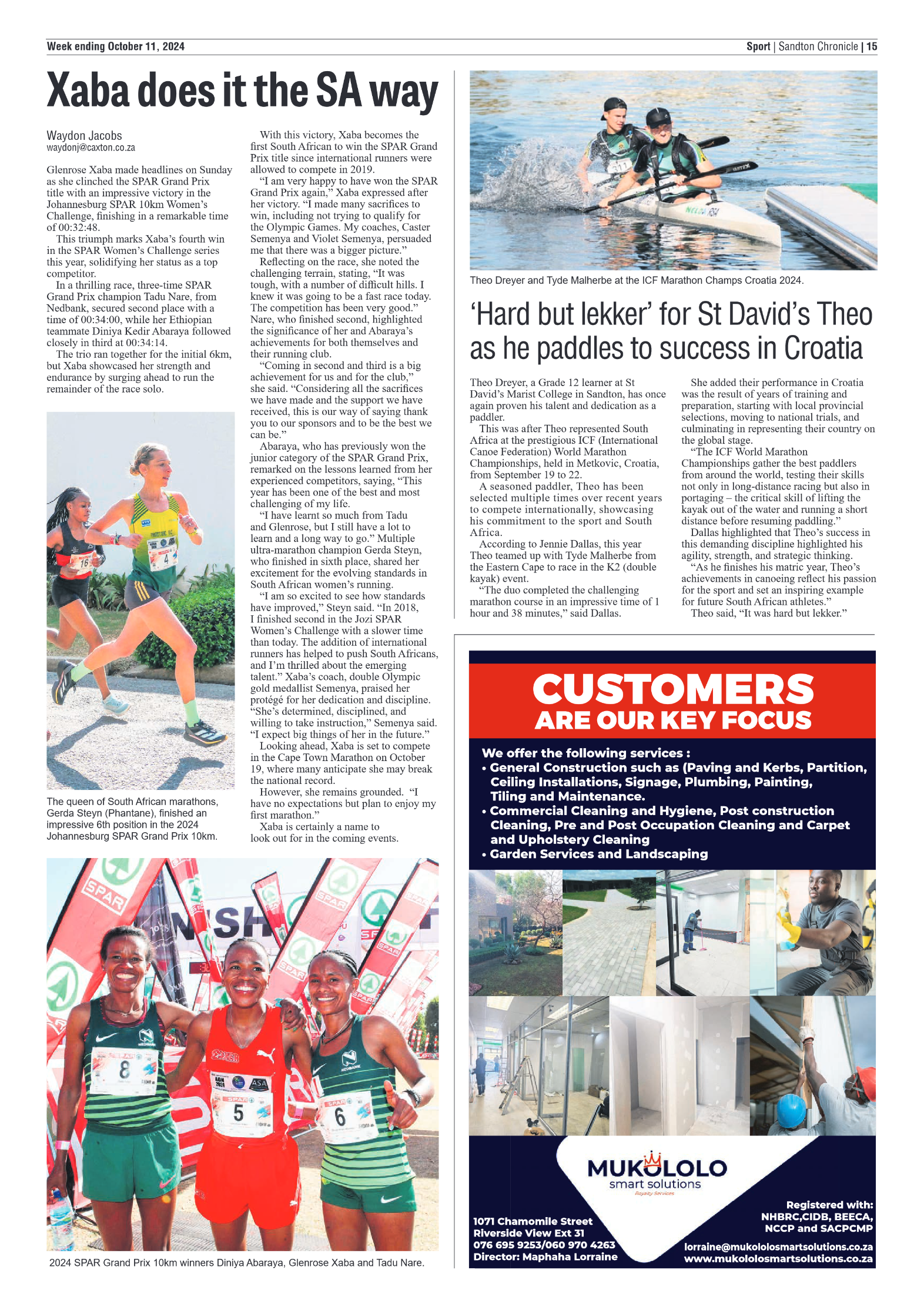 Sandton Chronicle 11 October 2024 page 15
