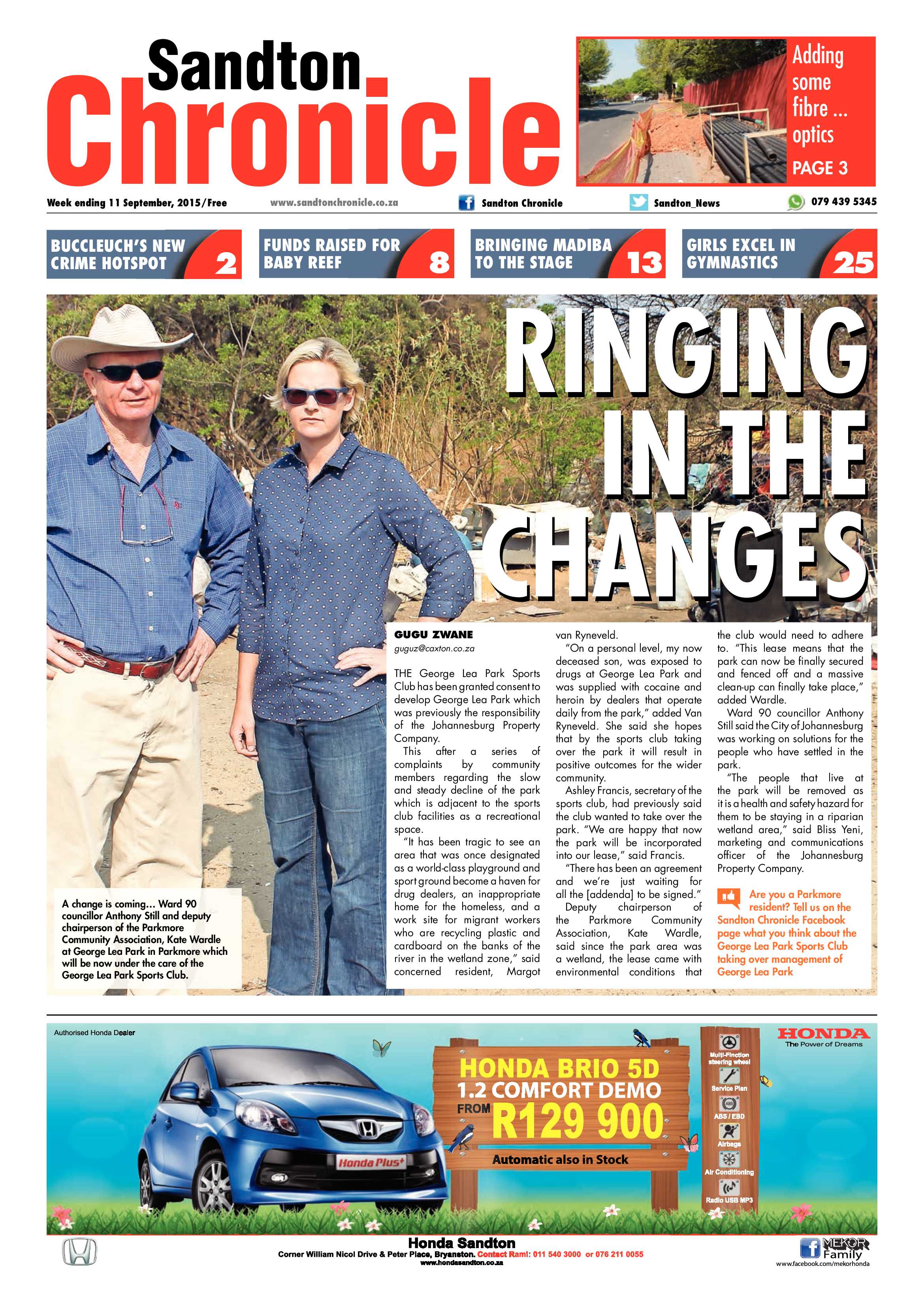 Sandton Chronicle 11 September 2015 page 1