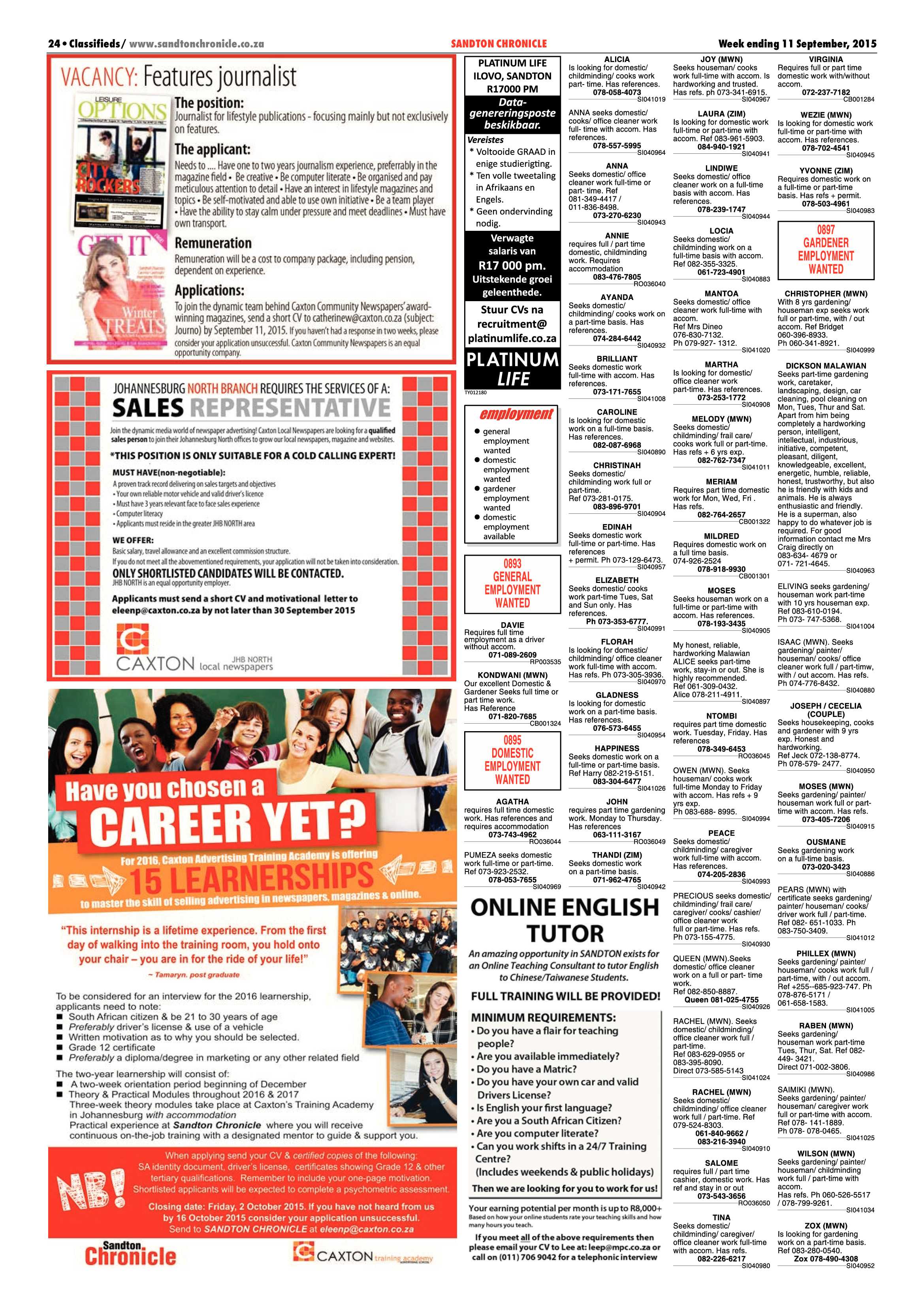 Sandton Chronicle 11 September 2015 page 30