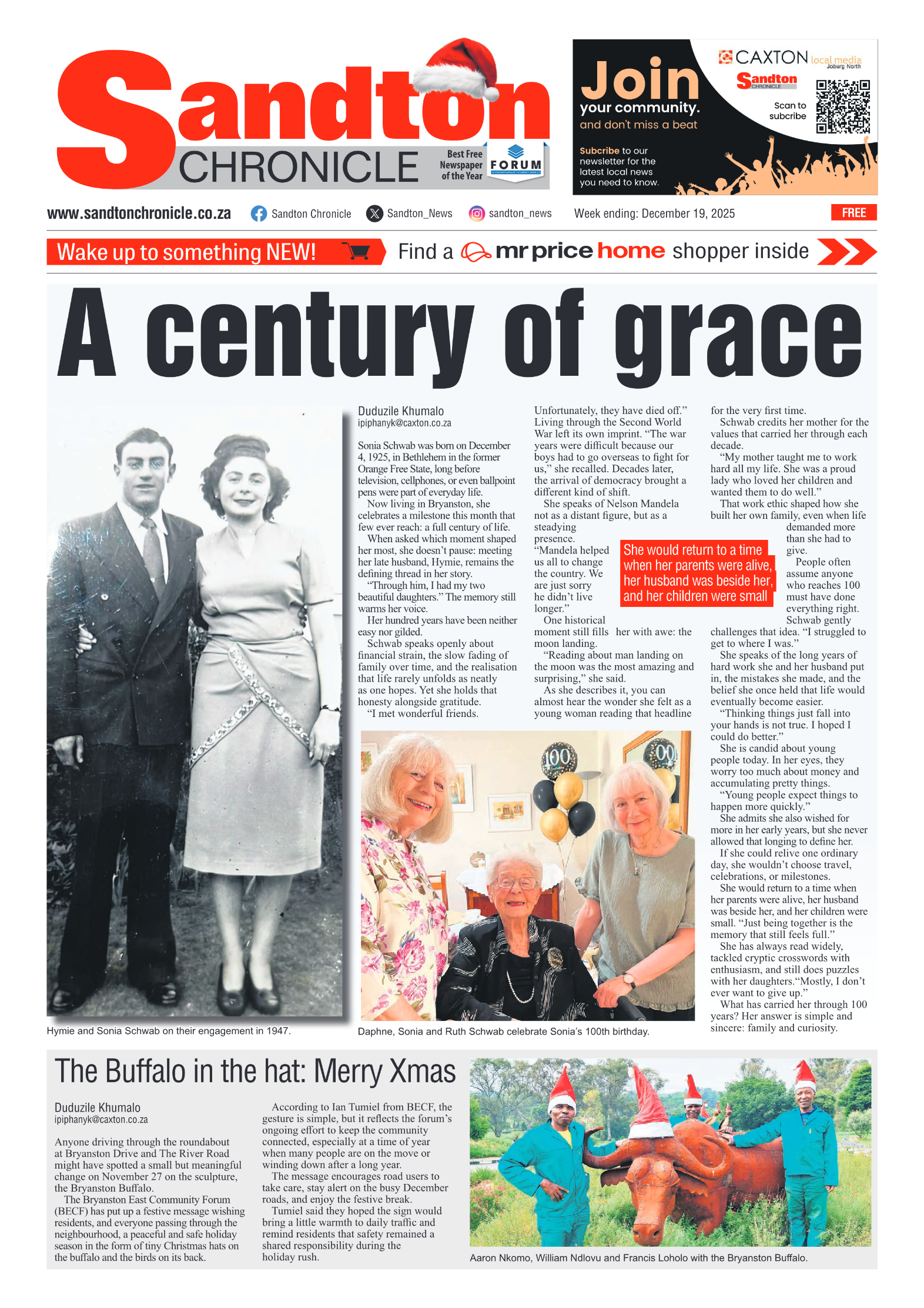 Sandton Chronicle 19 December 2025 page 1