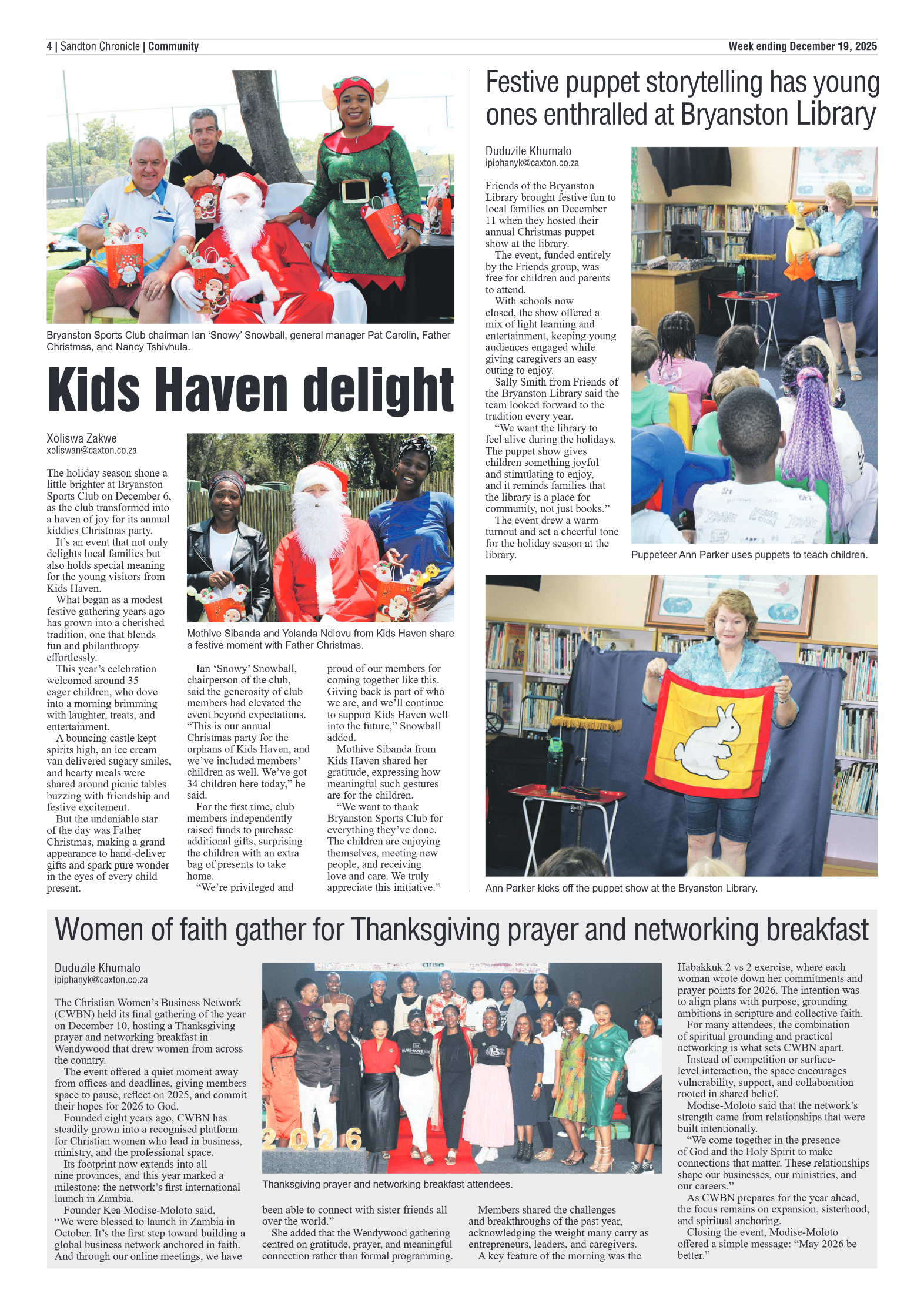 Sandton Chronicle 19 December 2025 page 4