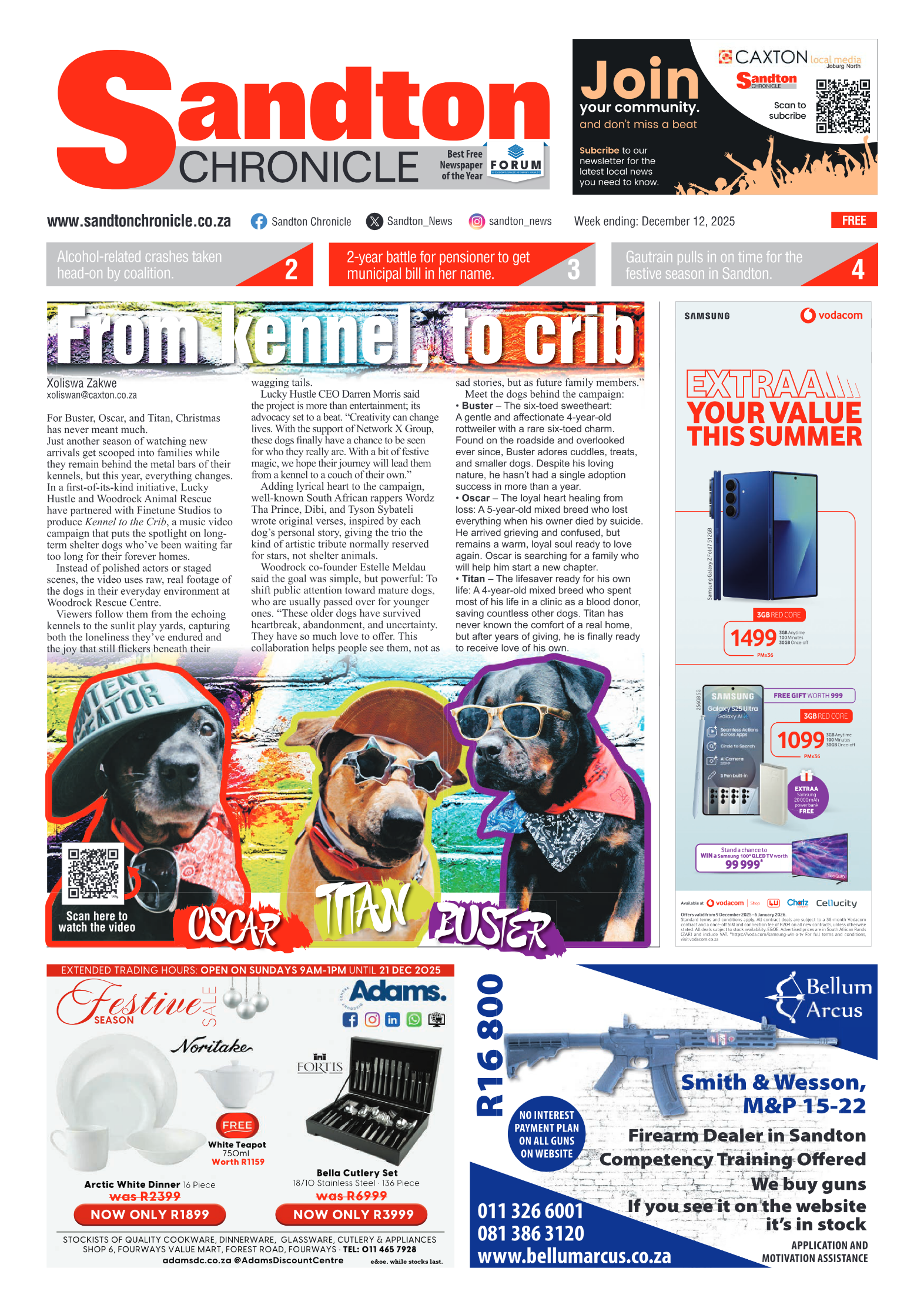 Sandton Chronicle 12 December 2025 page 1