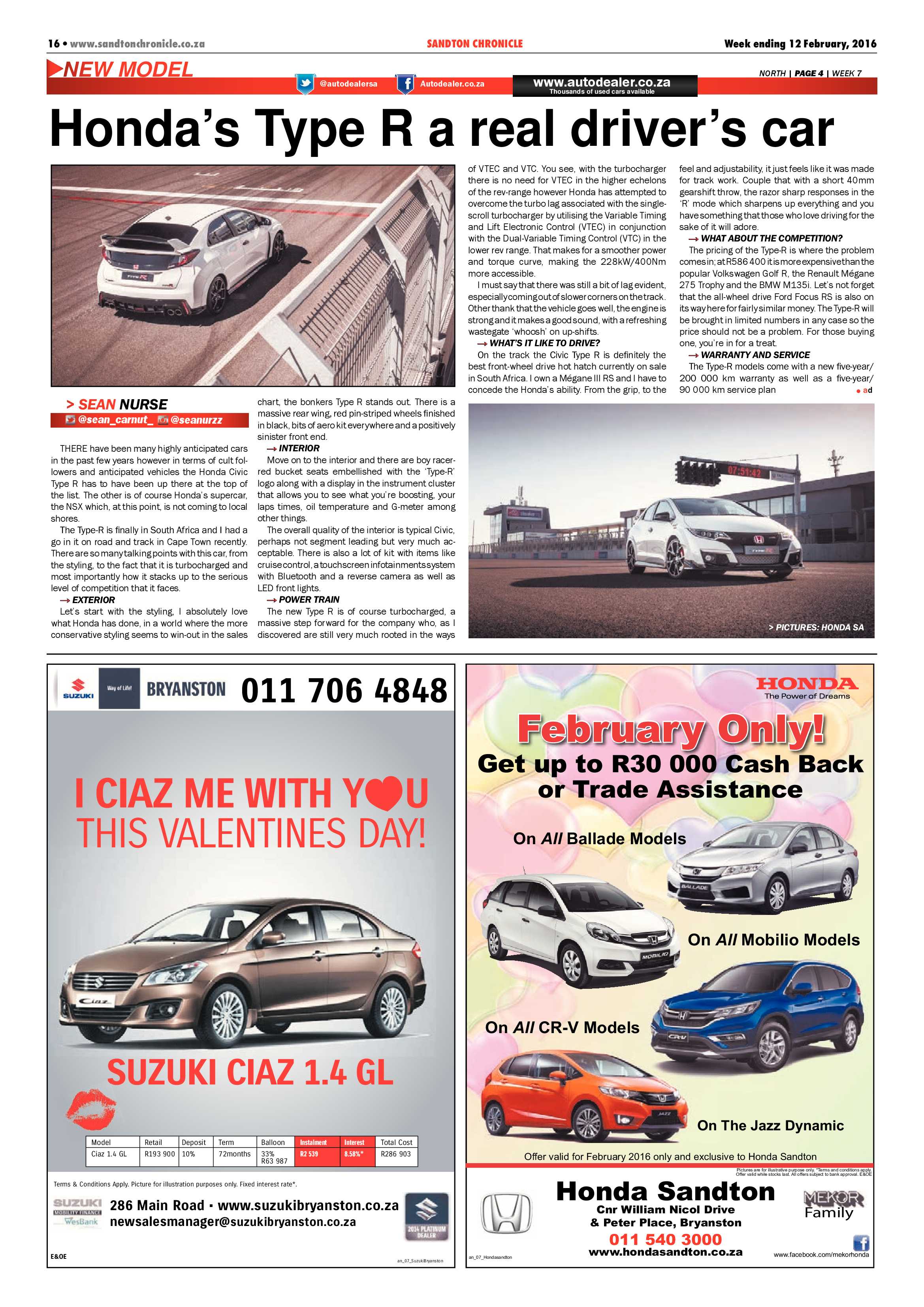 Sandton Chronicle 12 February 2016 page 16