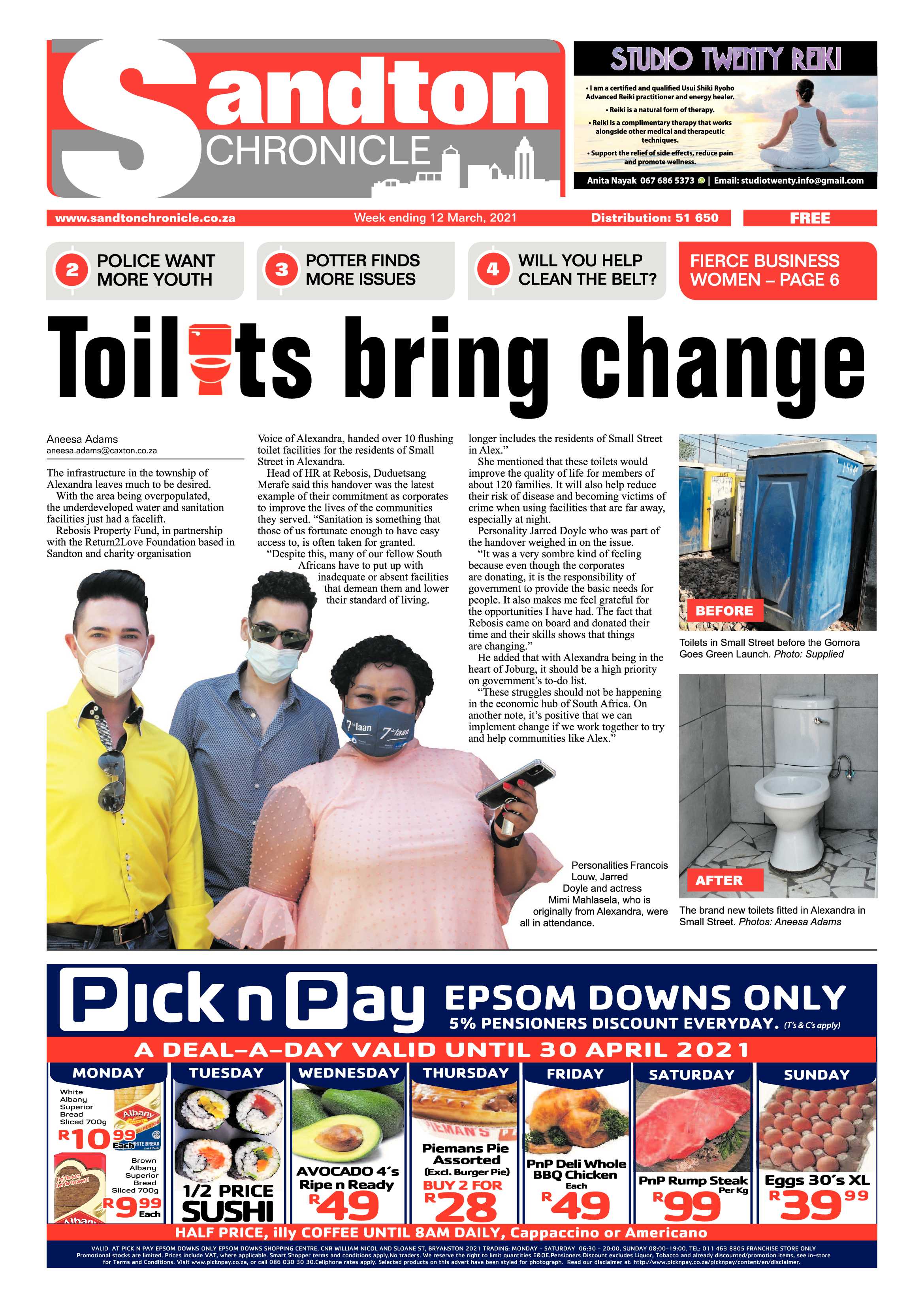 Sandton Chronicle 12 March 2021 page 1