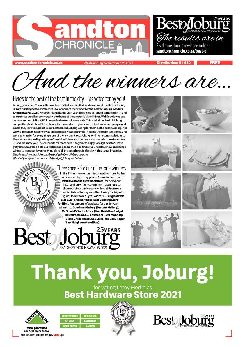 Sandton Chronicle 12 November 2021 page 1