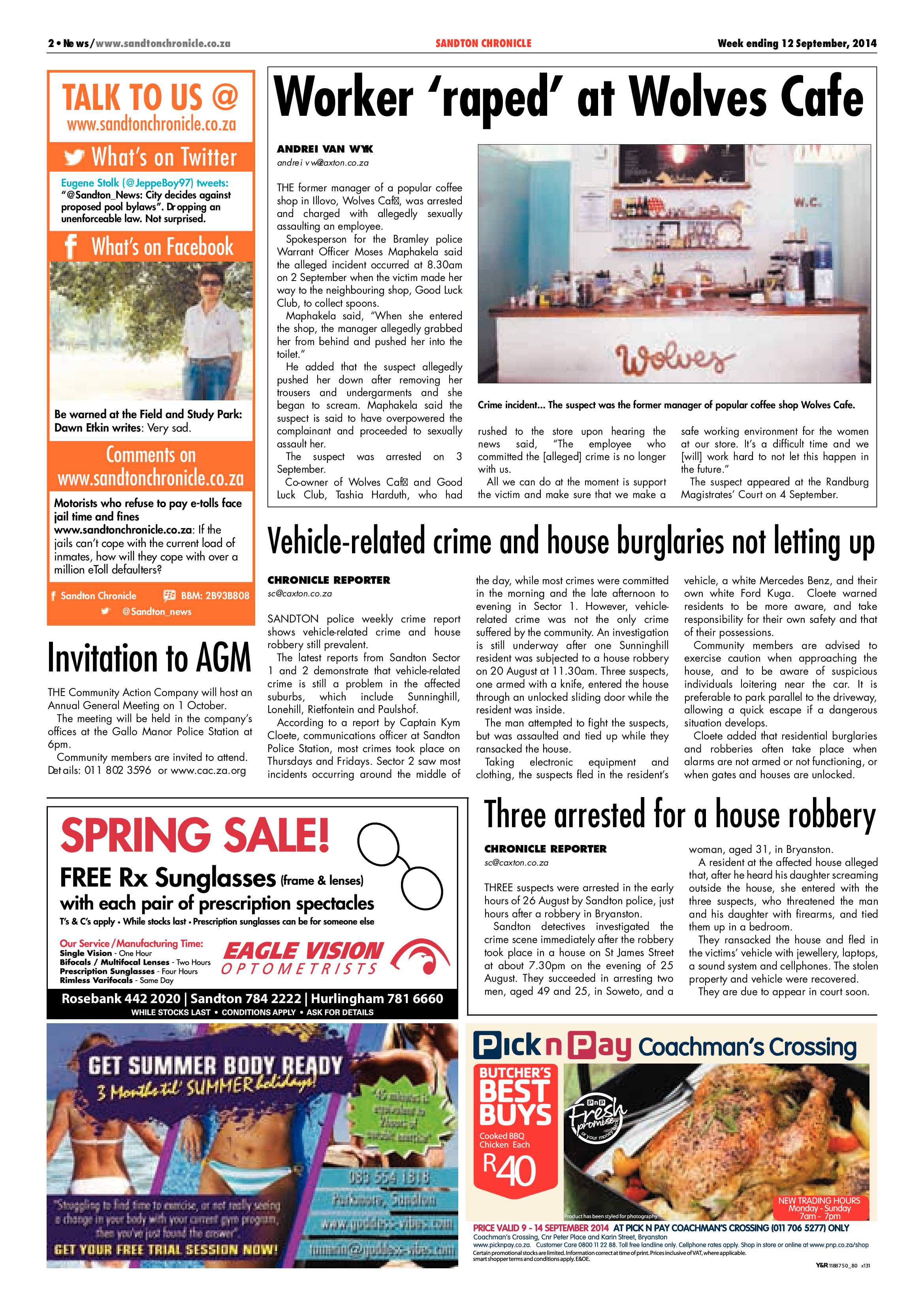 Sandton Chronicle 12 September 2014 page 2