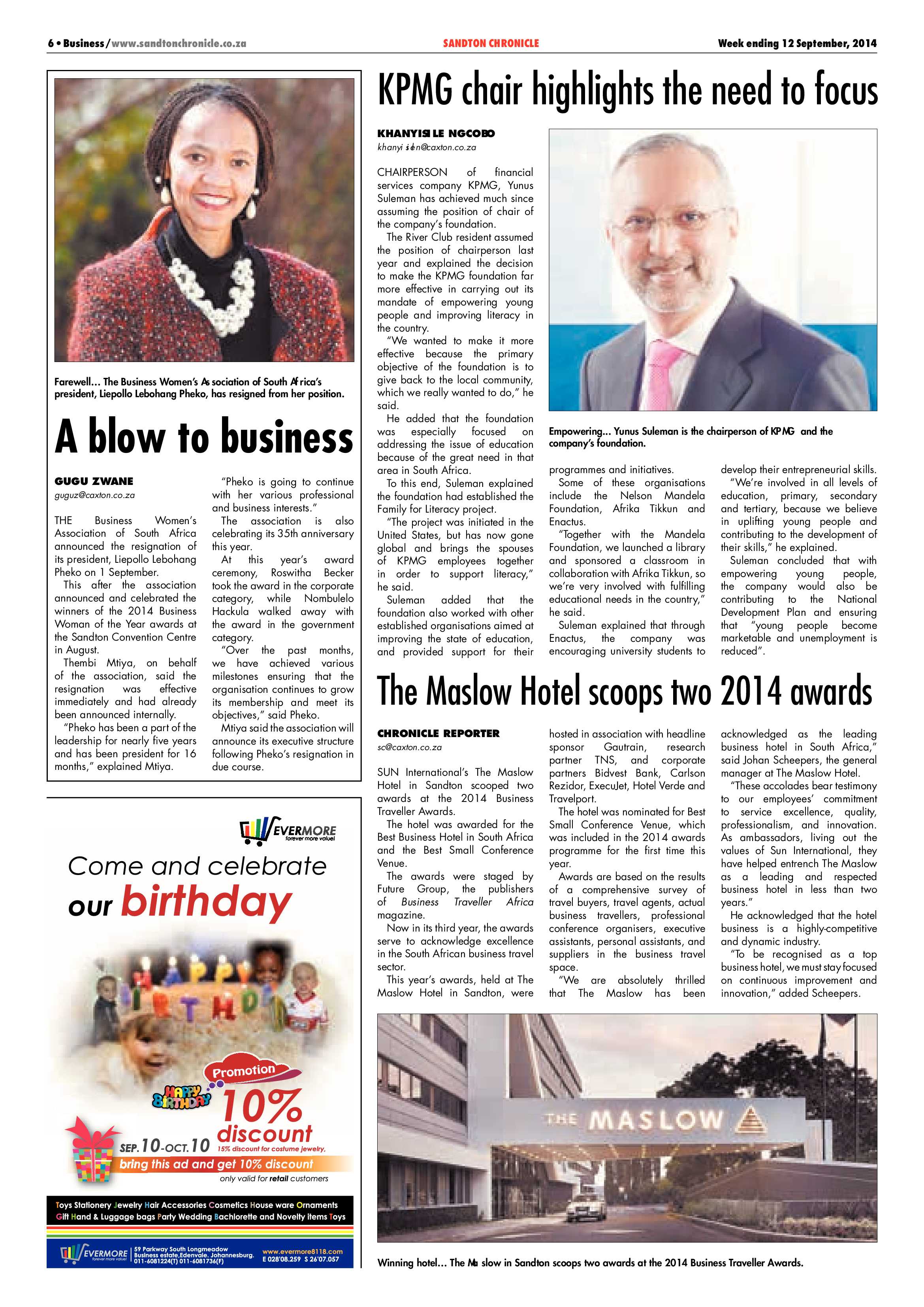 Sandton Chronicle 12 September 2014 page 6