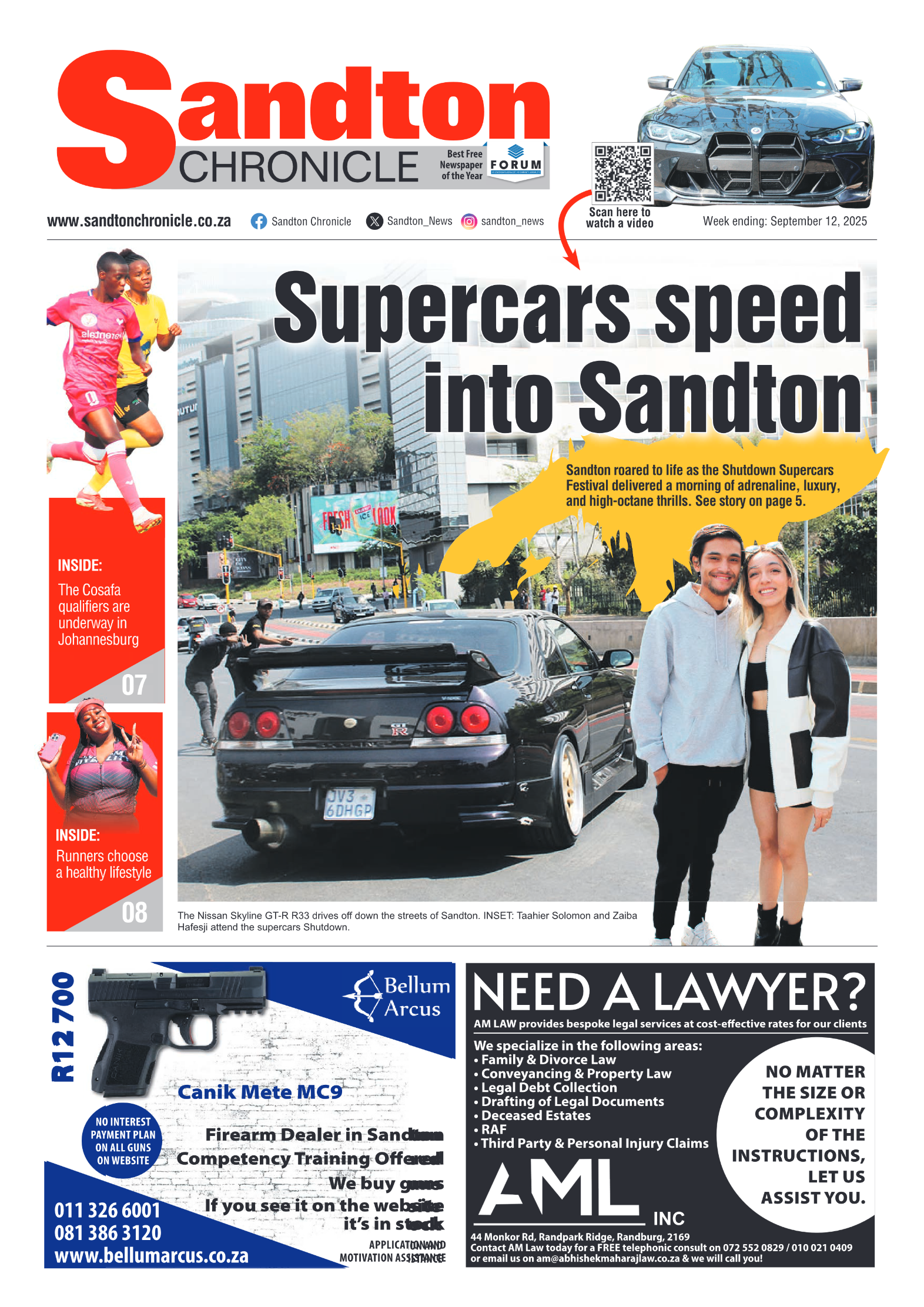 Sandton Chronicle 12 September 2025 page 1
