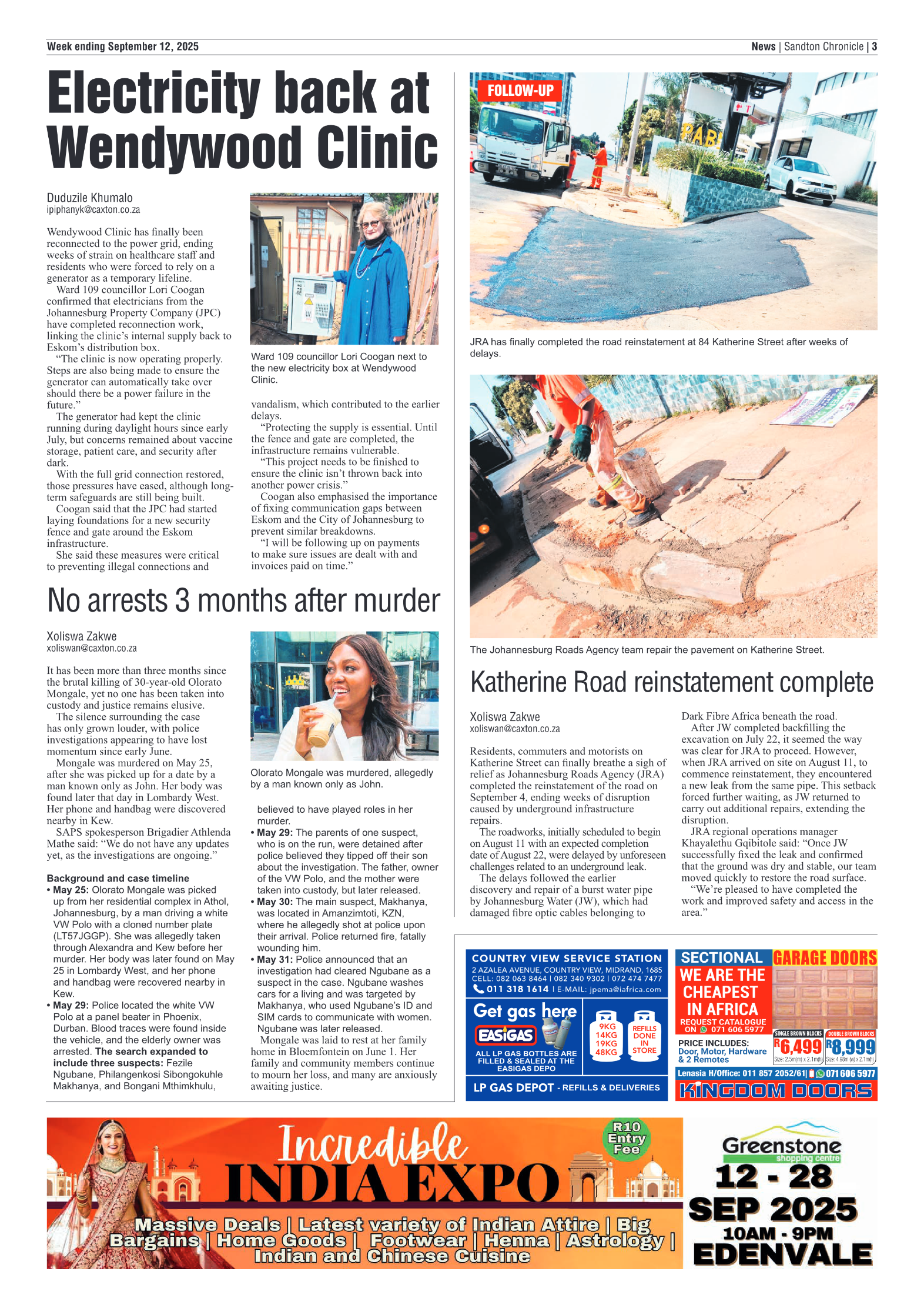 Sandton Chronicle 12 September 2025 page 3