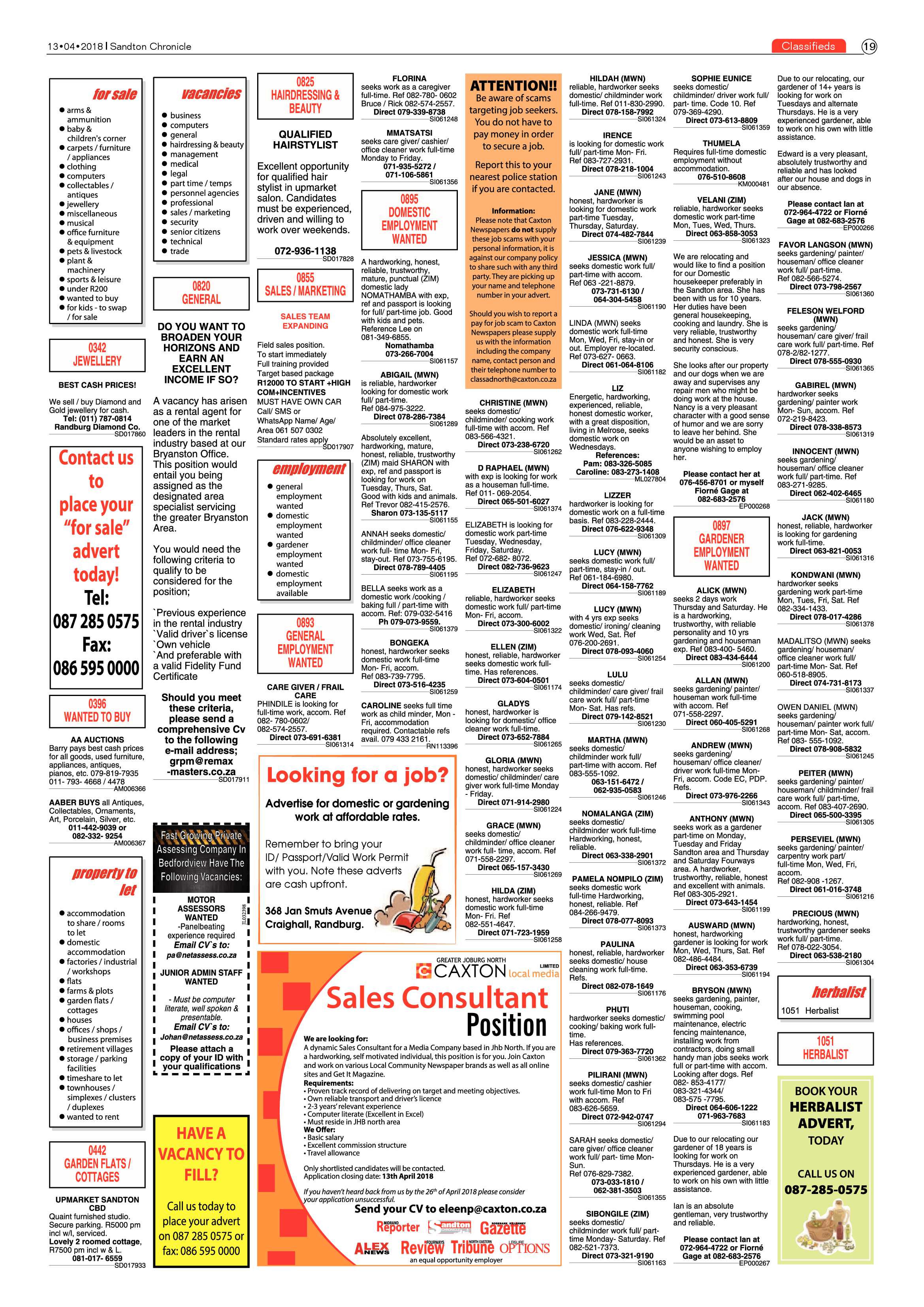 Sandton Chronicle 13 April 2018 page 19