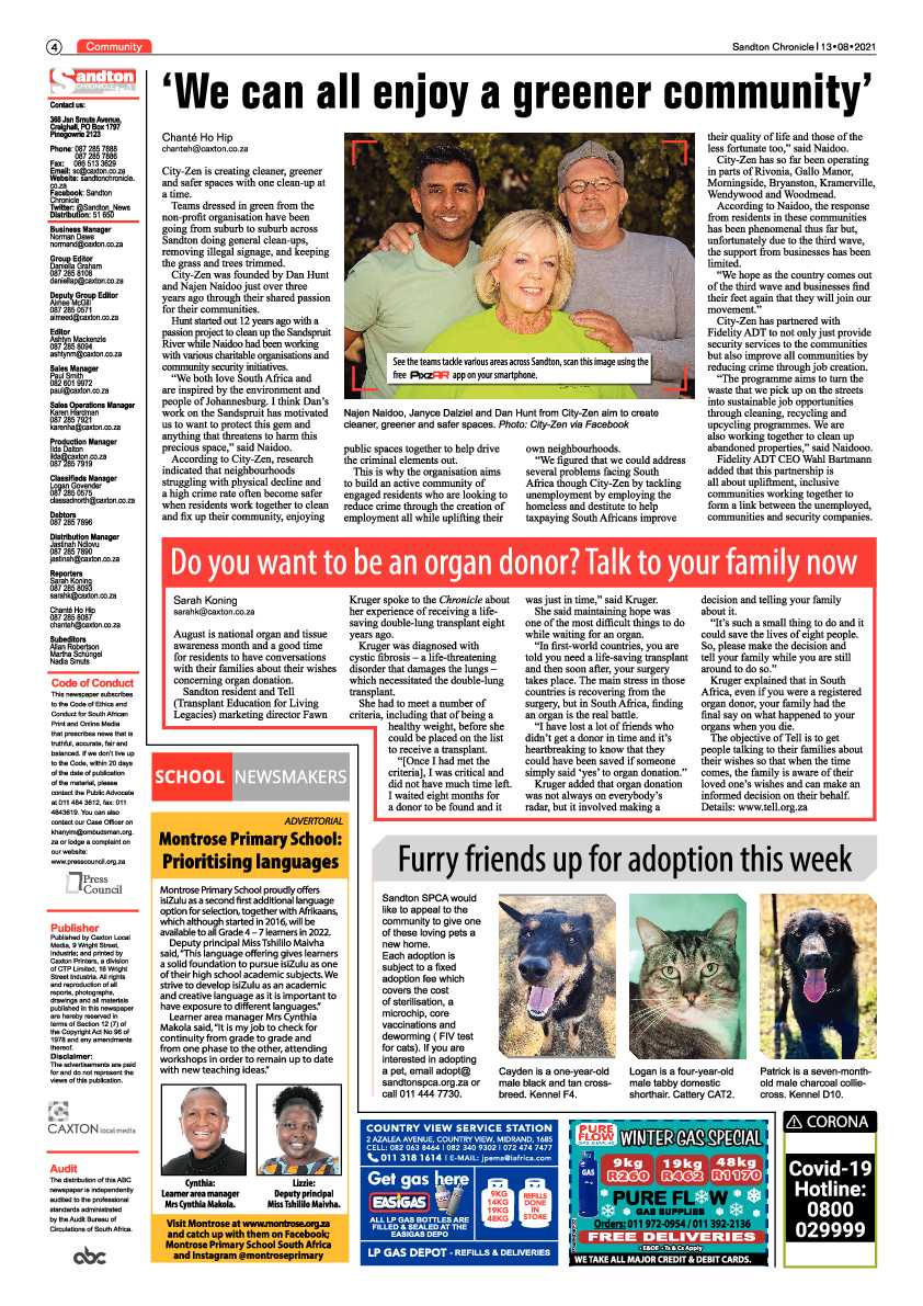 Sandton Chronicle 13 August 2021 page 4