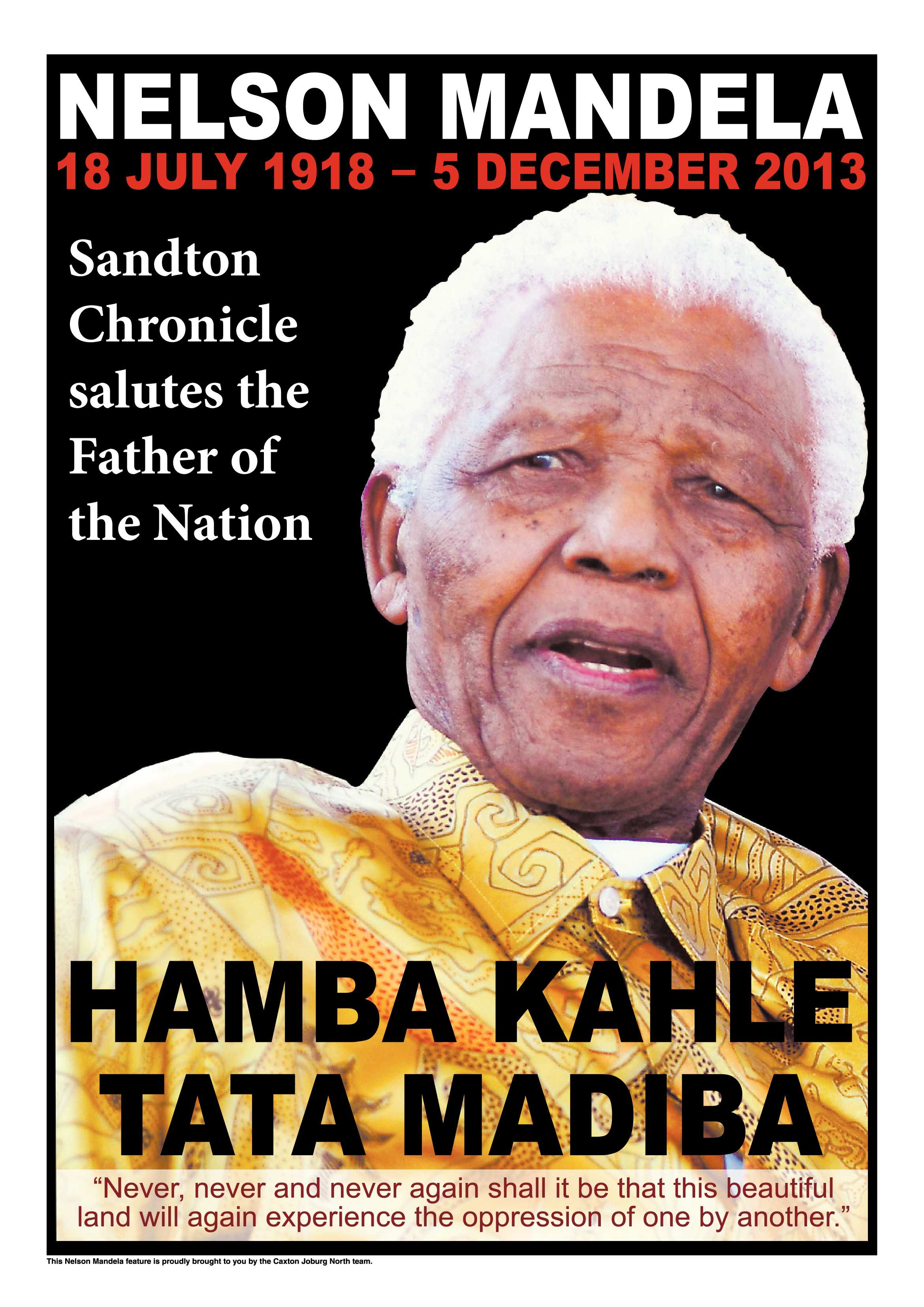 Sandton Chronicle 13 December 2013 page 1
