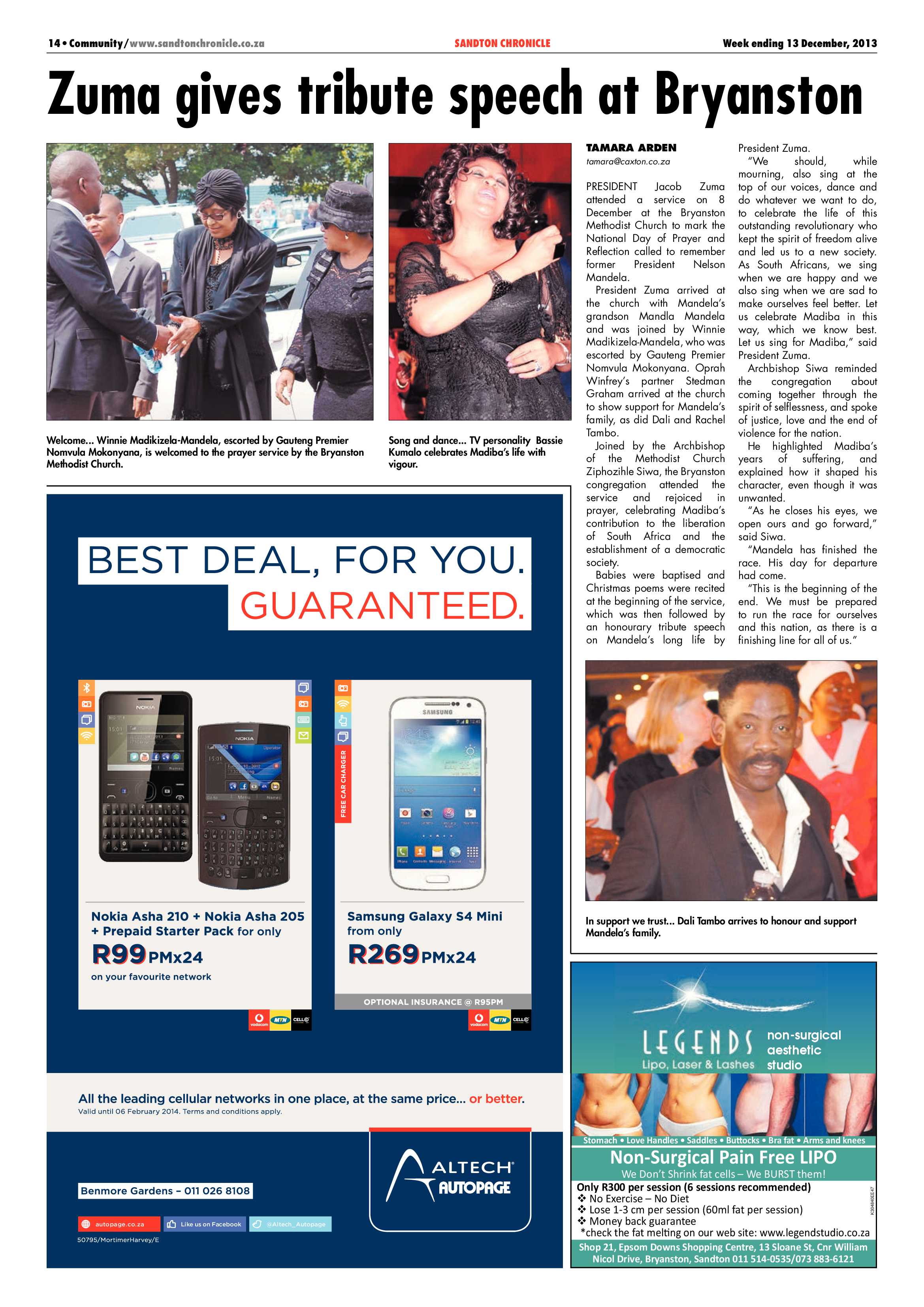 Sandton Chronicle 13 December 2013 page 16