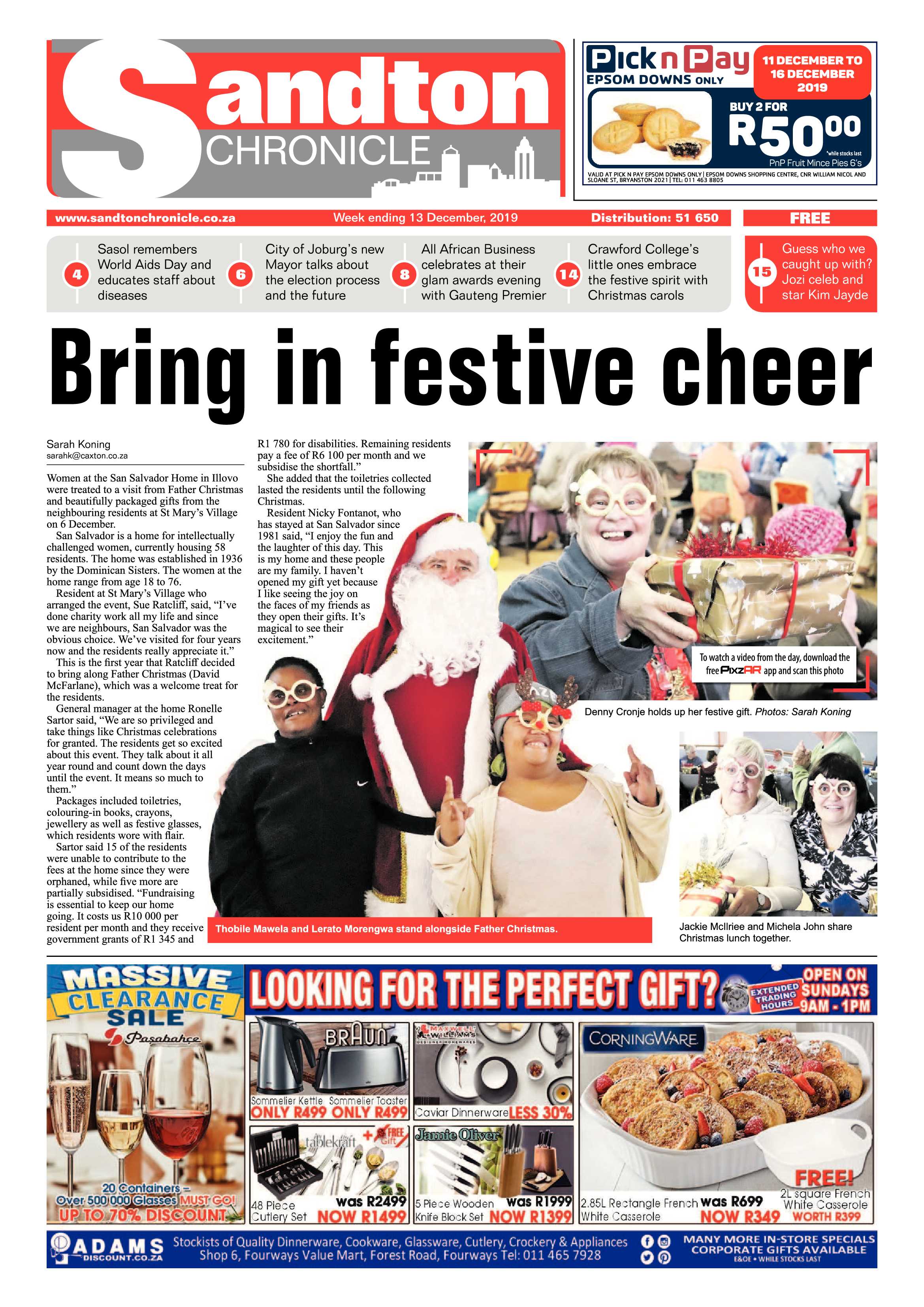 Sandton Chronicle 13 December 2019 page 1