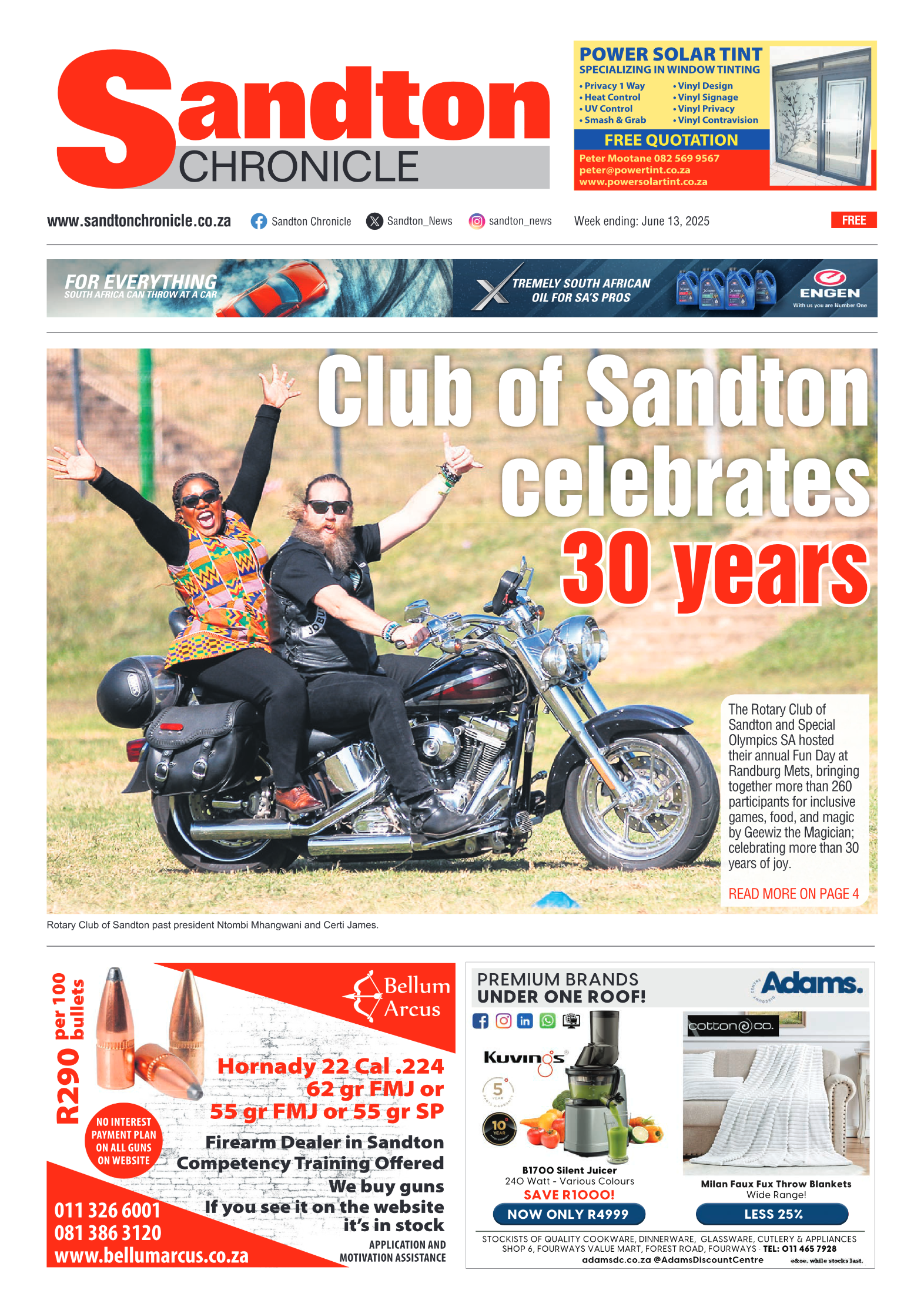 Sandton Chronicle 13 June 2025 page 1