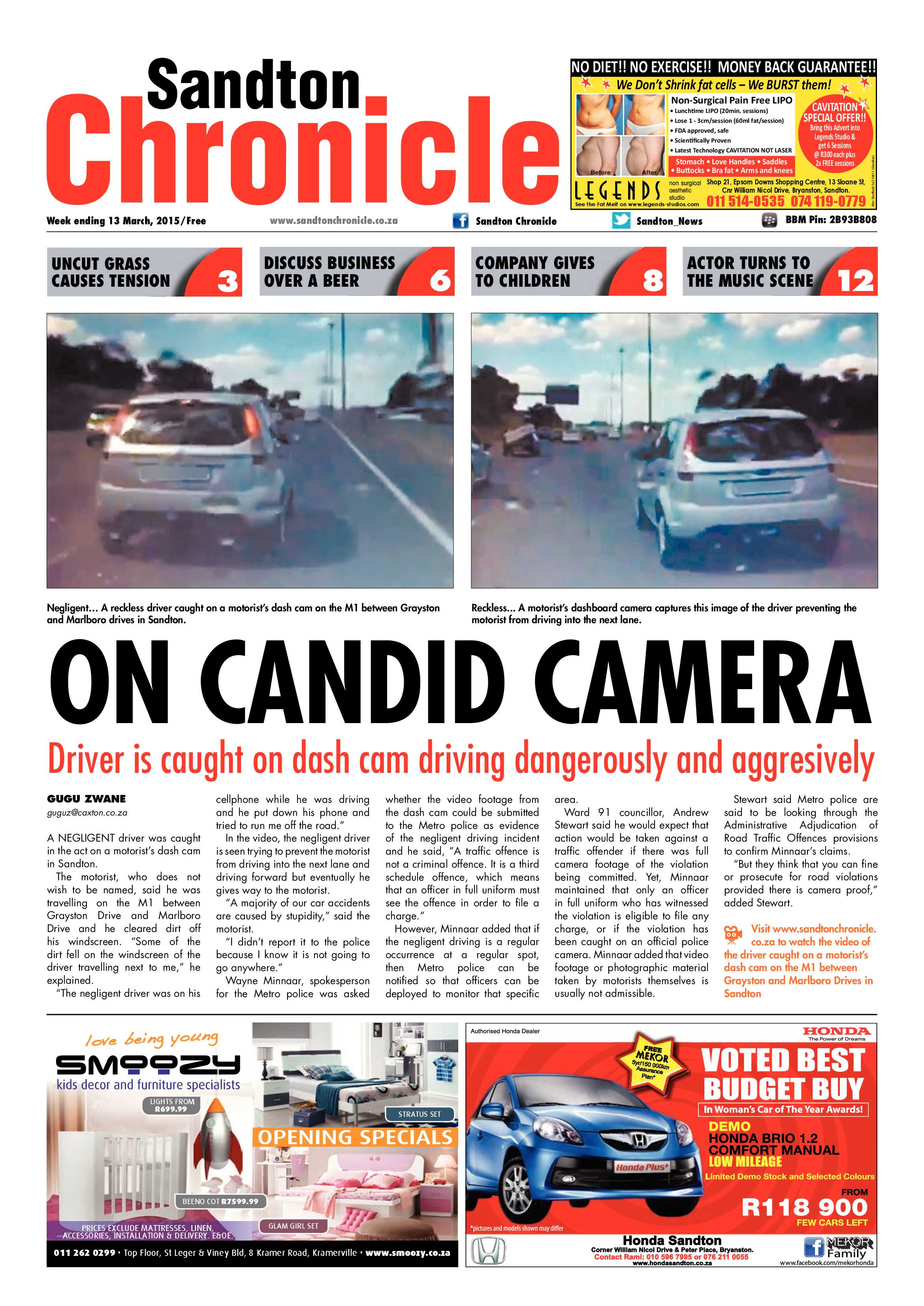 Sandton Chronicle 13 March 2015 page 1