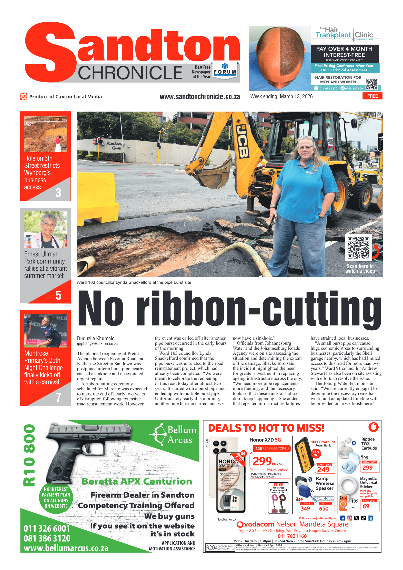 Sandton Chronicle 13 March 2026 page 1